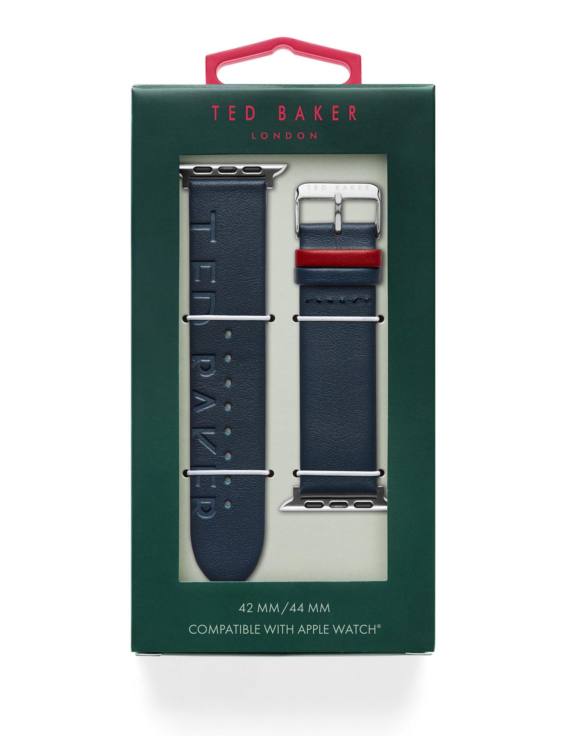 Logo Blue Leather Apple Watch Strap by TED BAKER