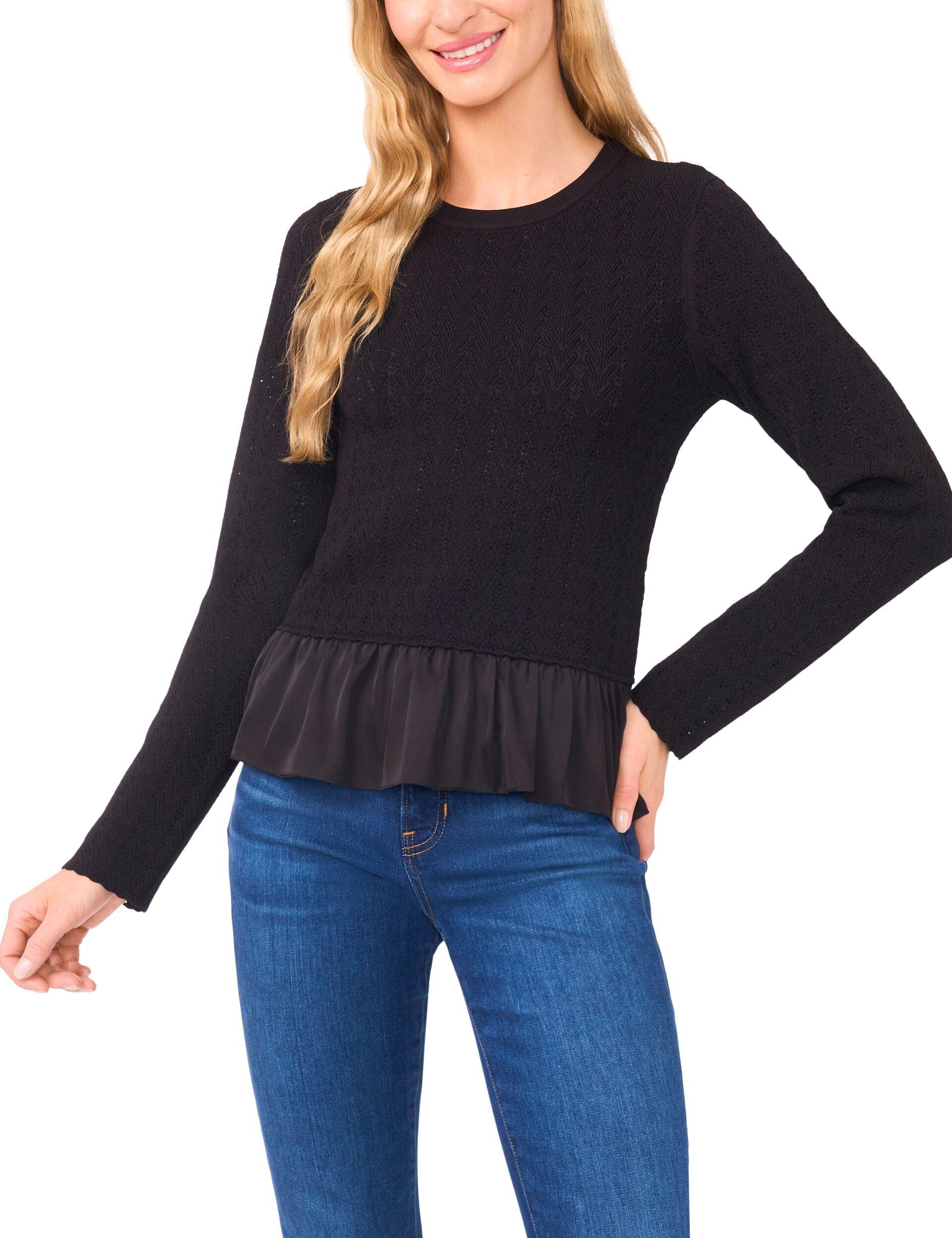 Long Sleeve Crew Neck with Pointelle Cable by TED BAKER