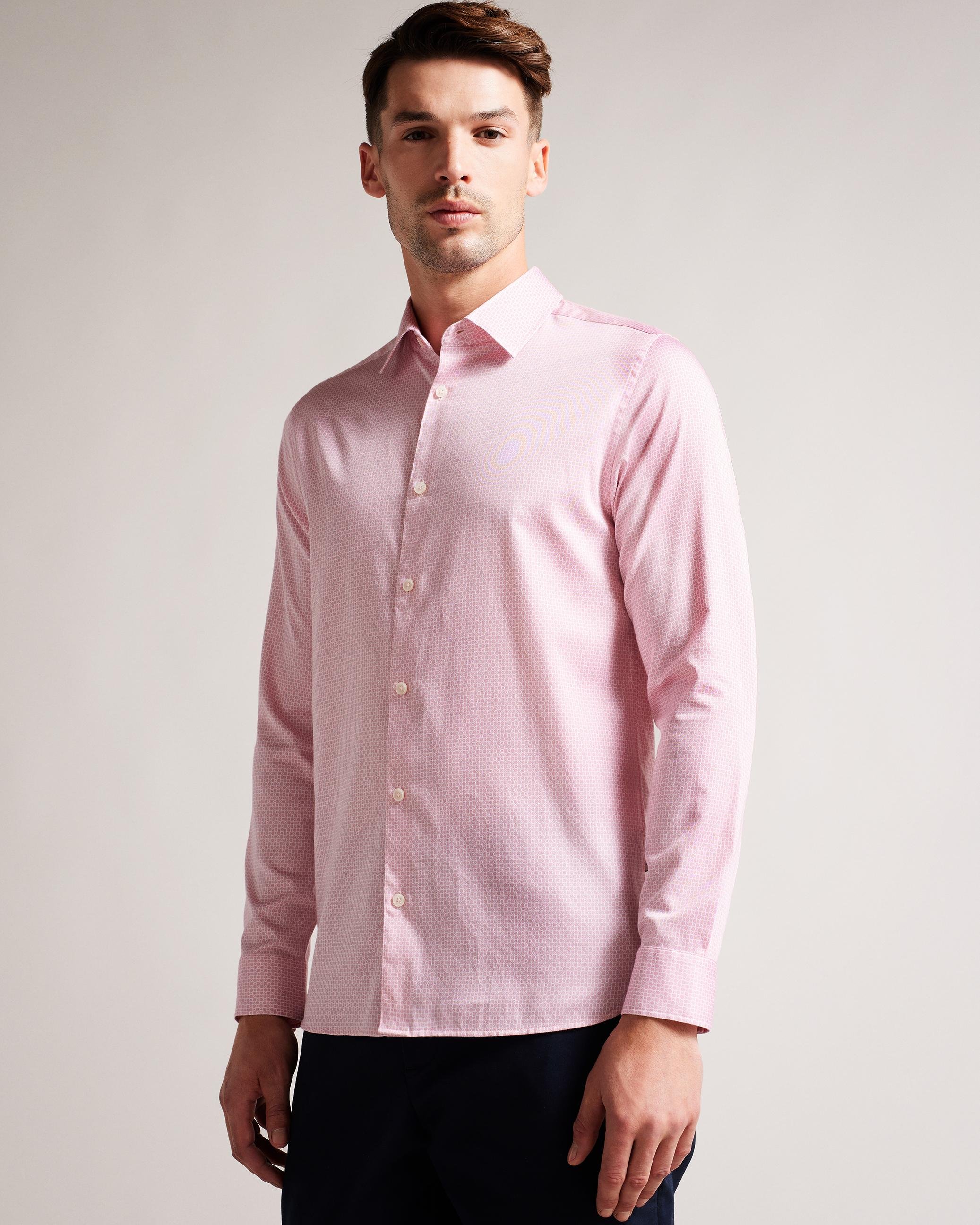 Long Sleeve Geometric Print Shirt - WILLET - Pale Pink by TED BAKER