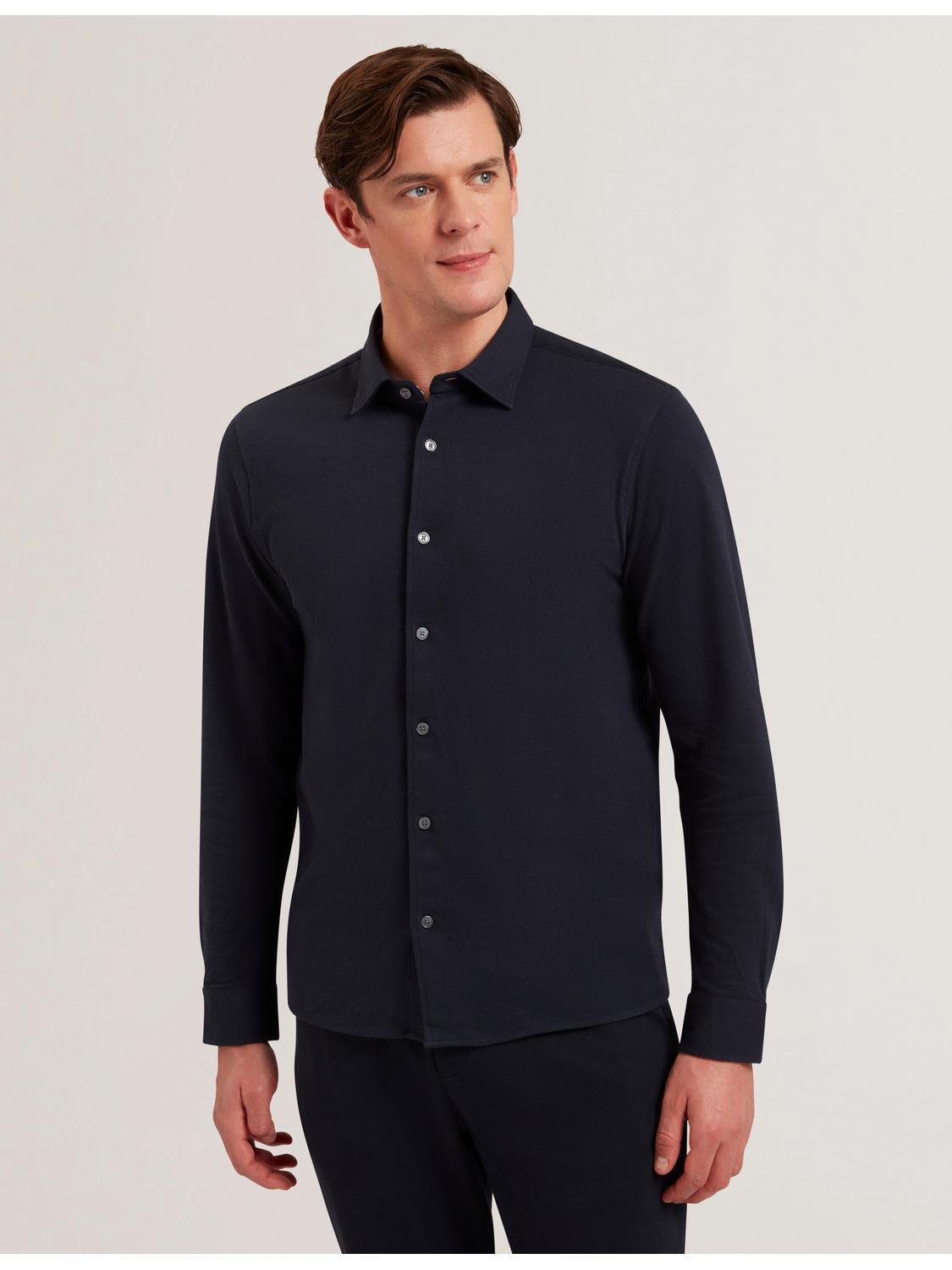 Long Sleeve Pique Cotton Jersey Shirt by TED BAKER