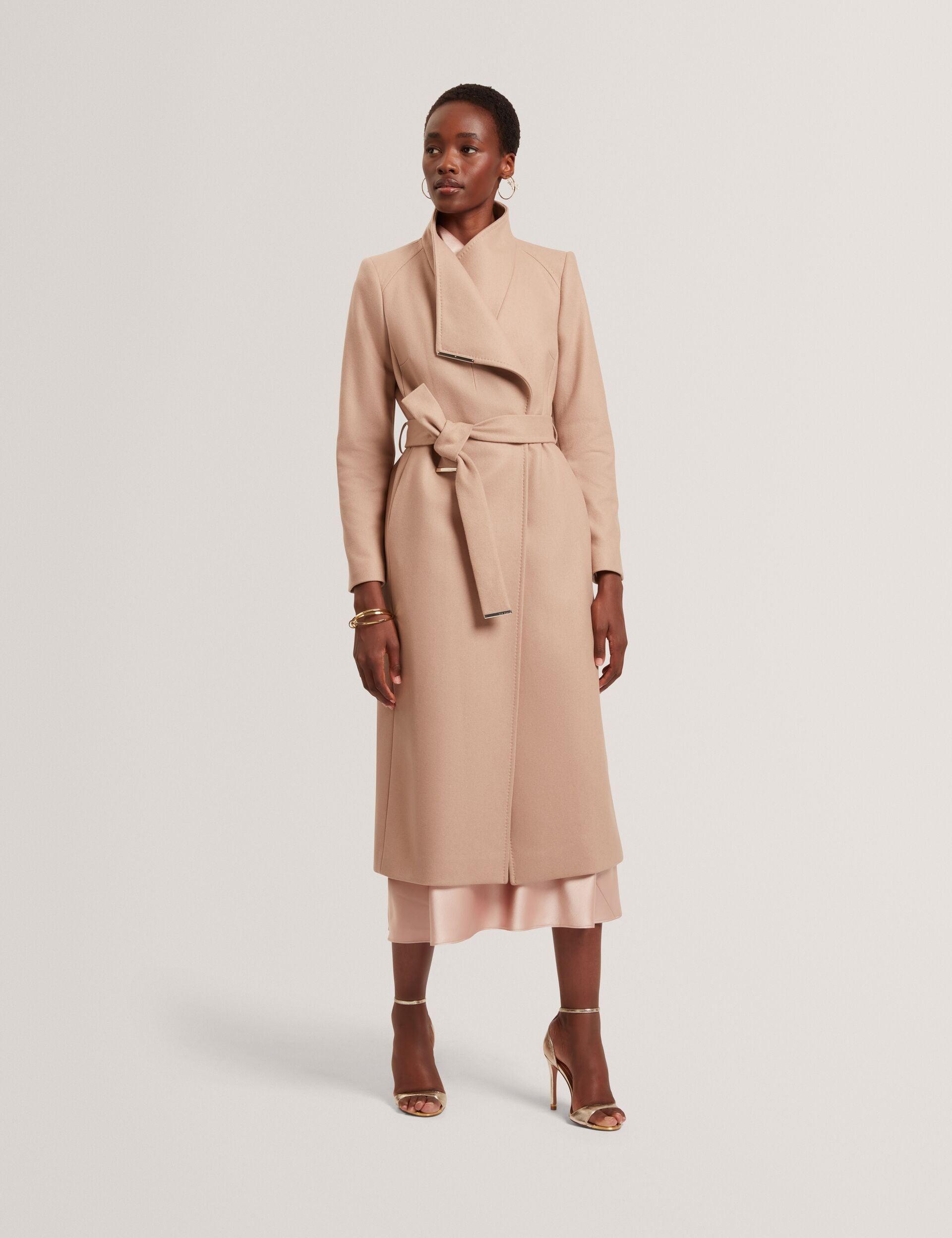 Longline Belted Wool Wrap Coat by TED BAKER