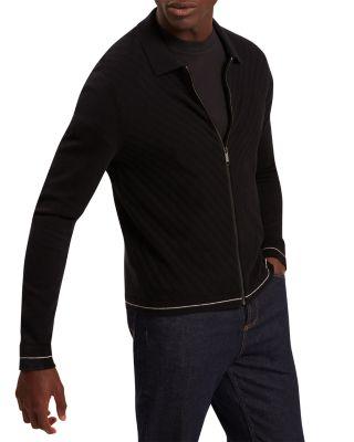 Lysand Chevron Stitch Zip Front Sweater by TED BAKER