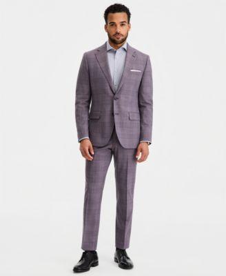 Men's Modern-Fit Wool-Blend Purple Plaid Suit Separates by TED BAKER