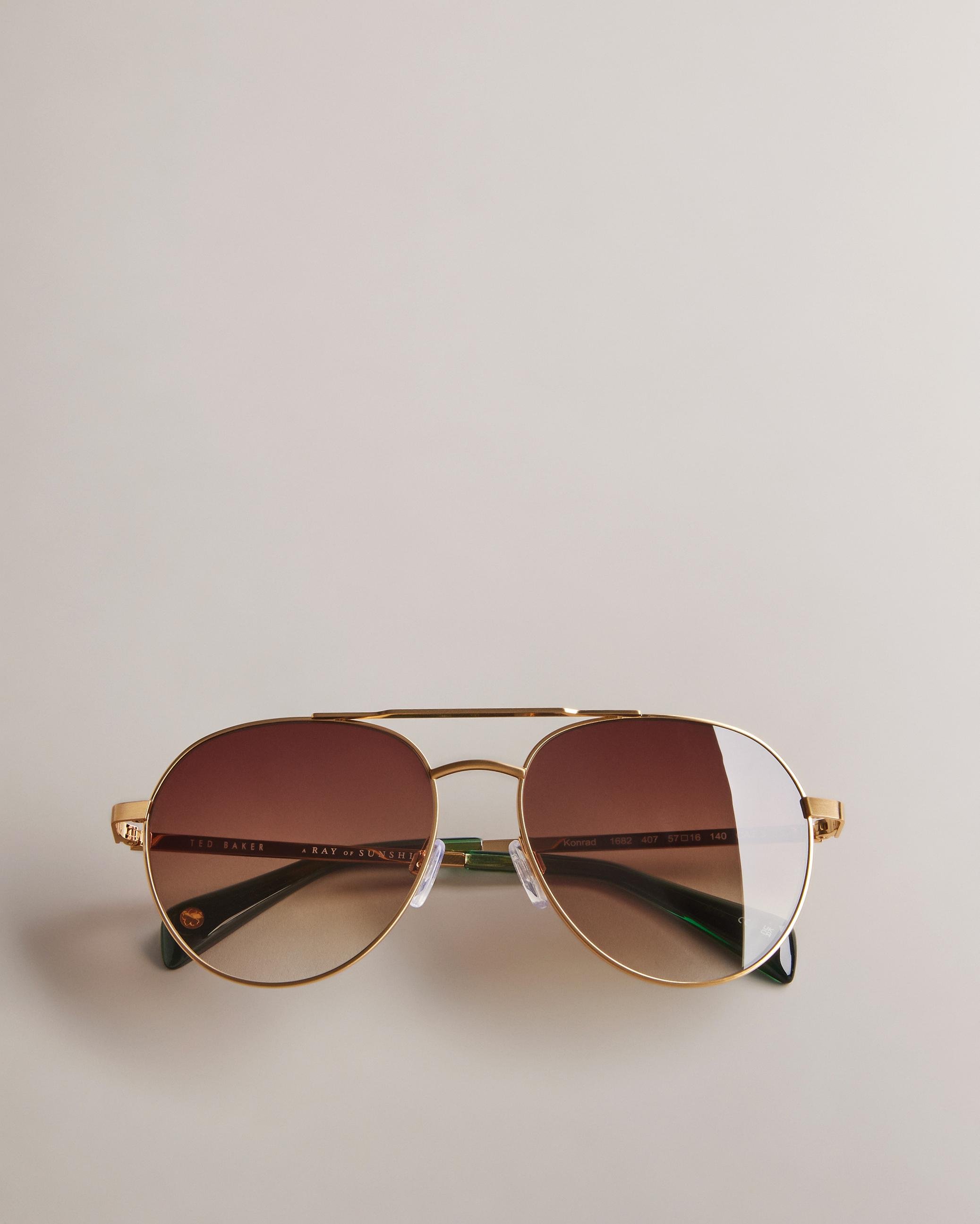 Metal Aviator Sunglasses - KONRADI - Gold Colour by TED BAKER