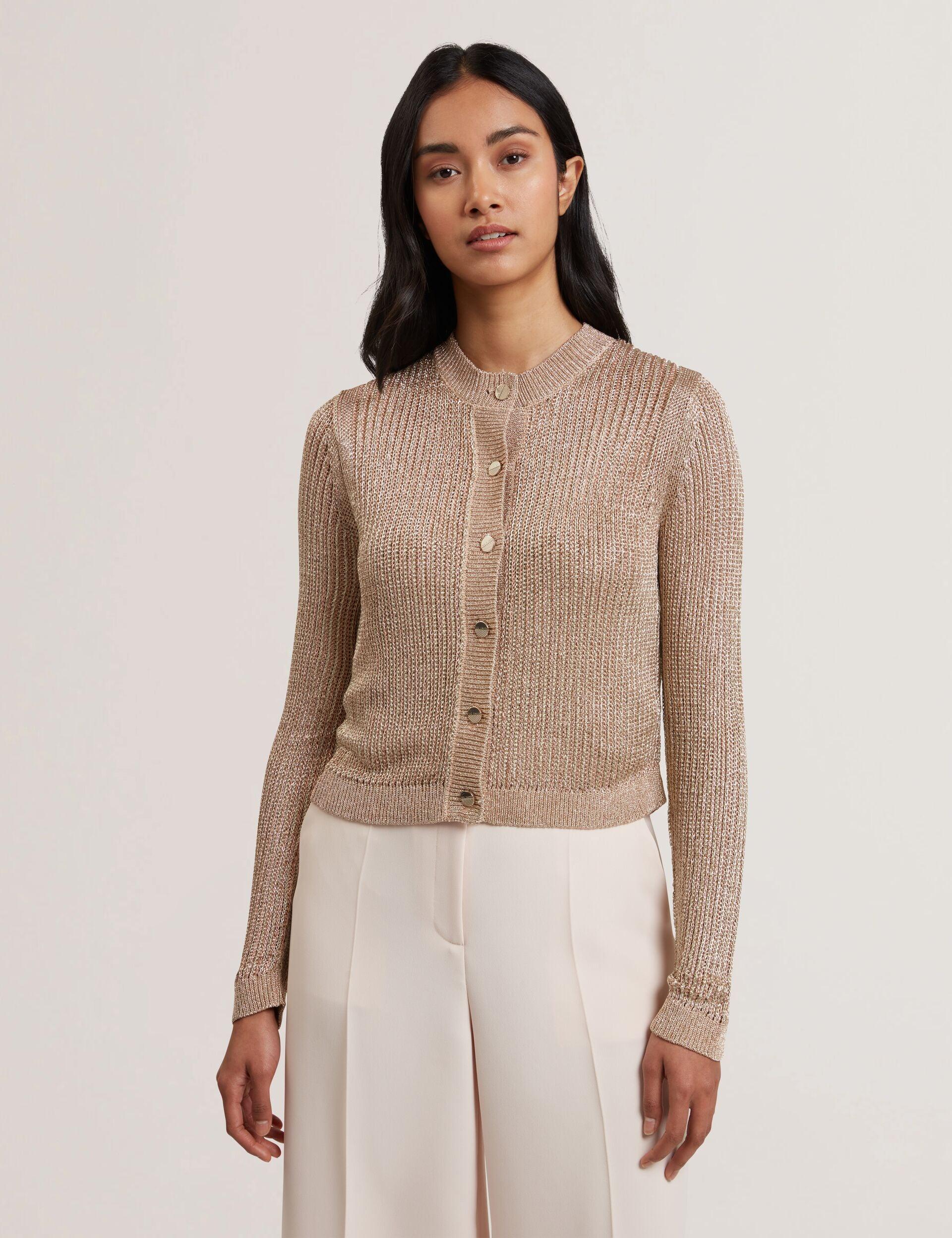 Metallic Knit Cropped Cardigan by TED BAKER