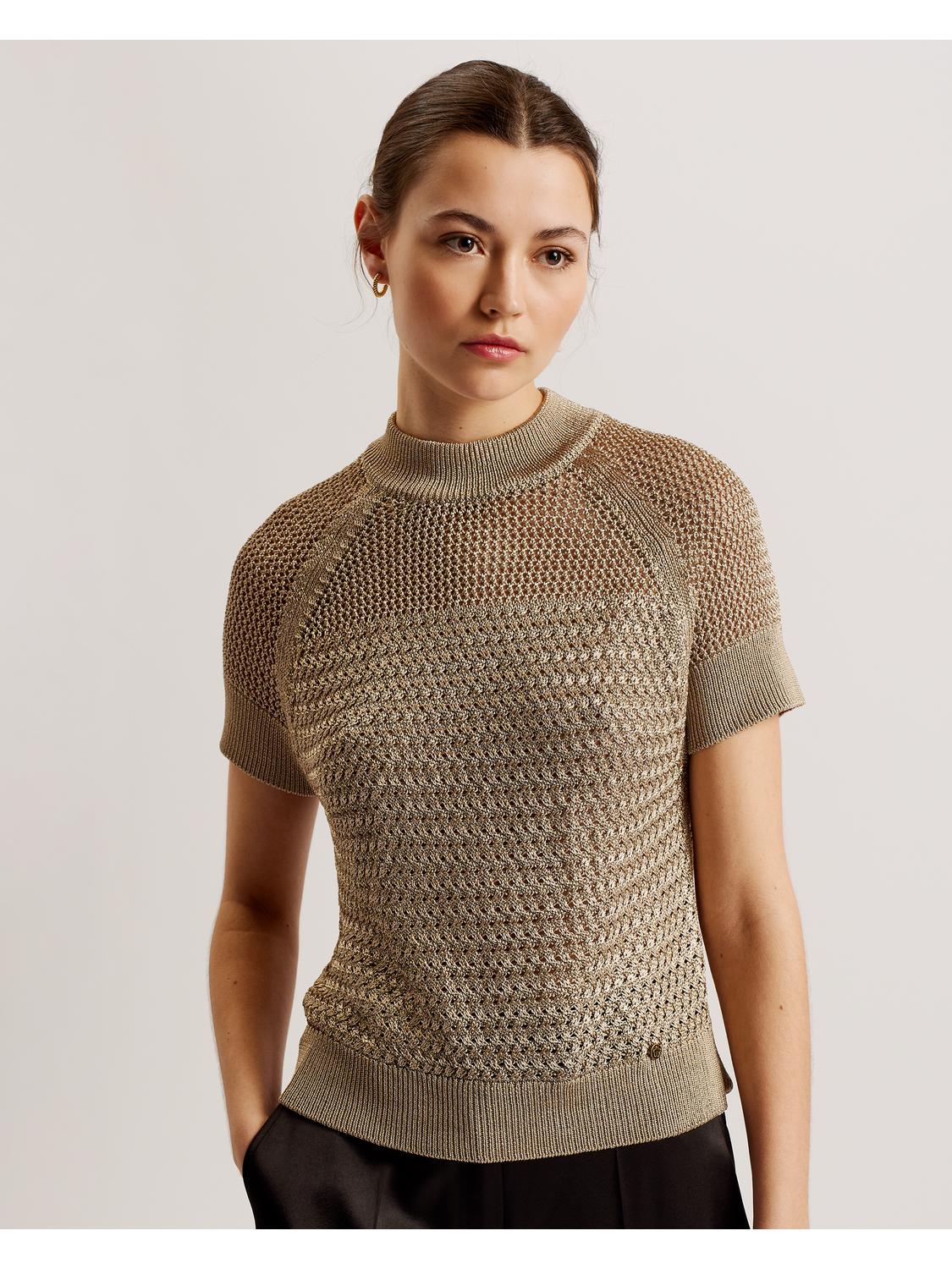 Metallic Knitted Short Sleeve Top by TED BAKER