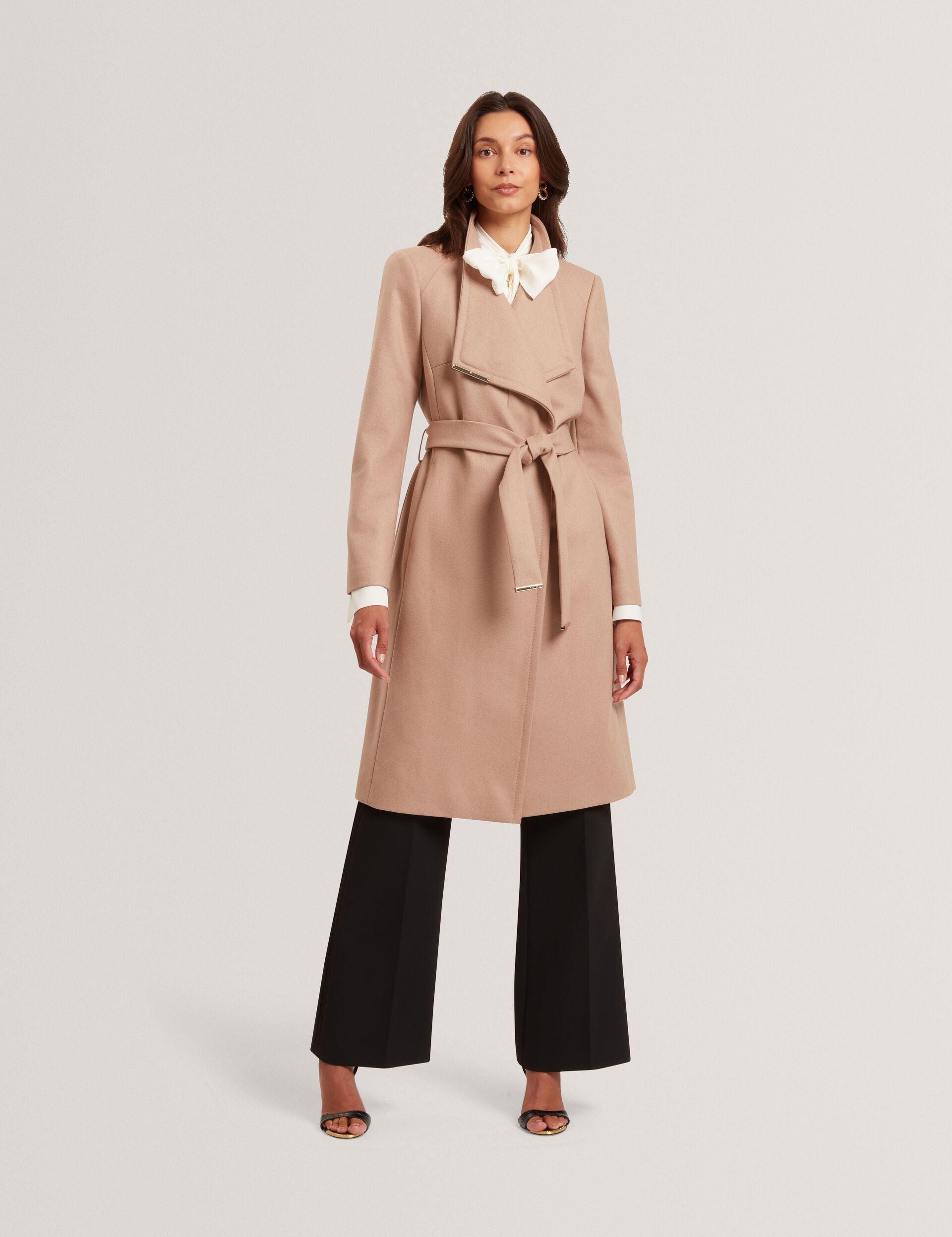 Mid Length Belted Wool Wrap Coat by TED BAKER