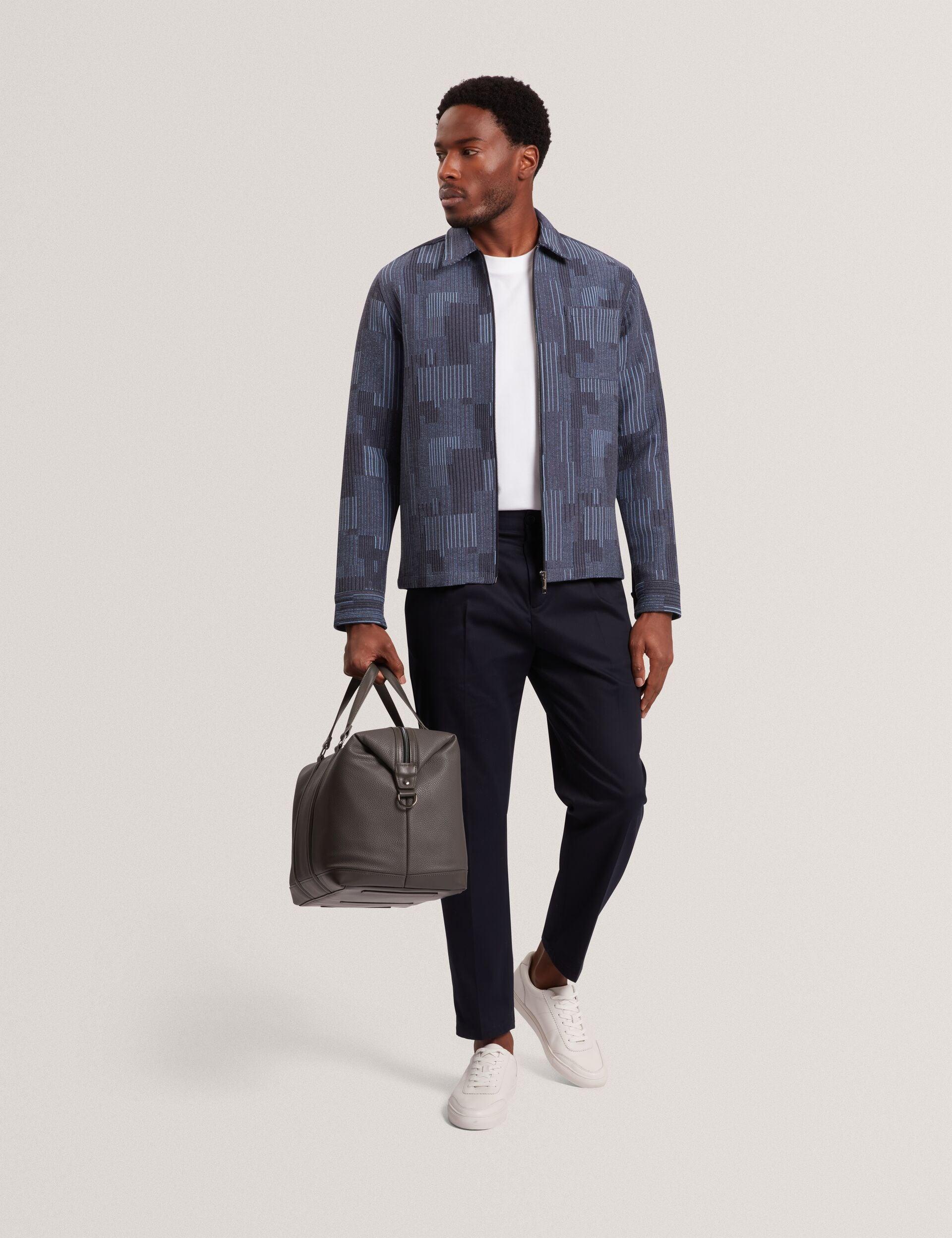 Mixed Weave Stripe Zip-Through Overshirt by TED BAKER