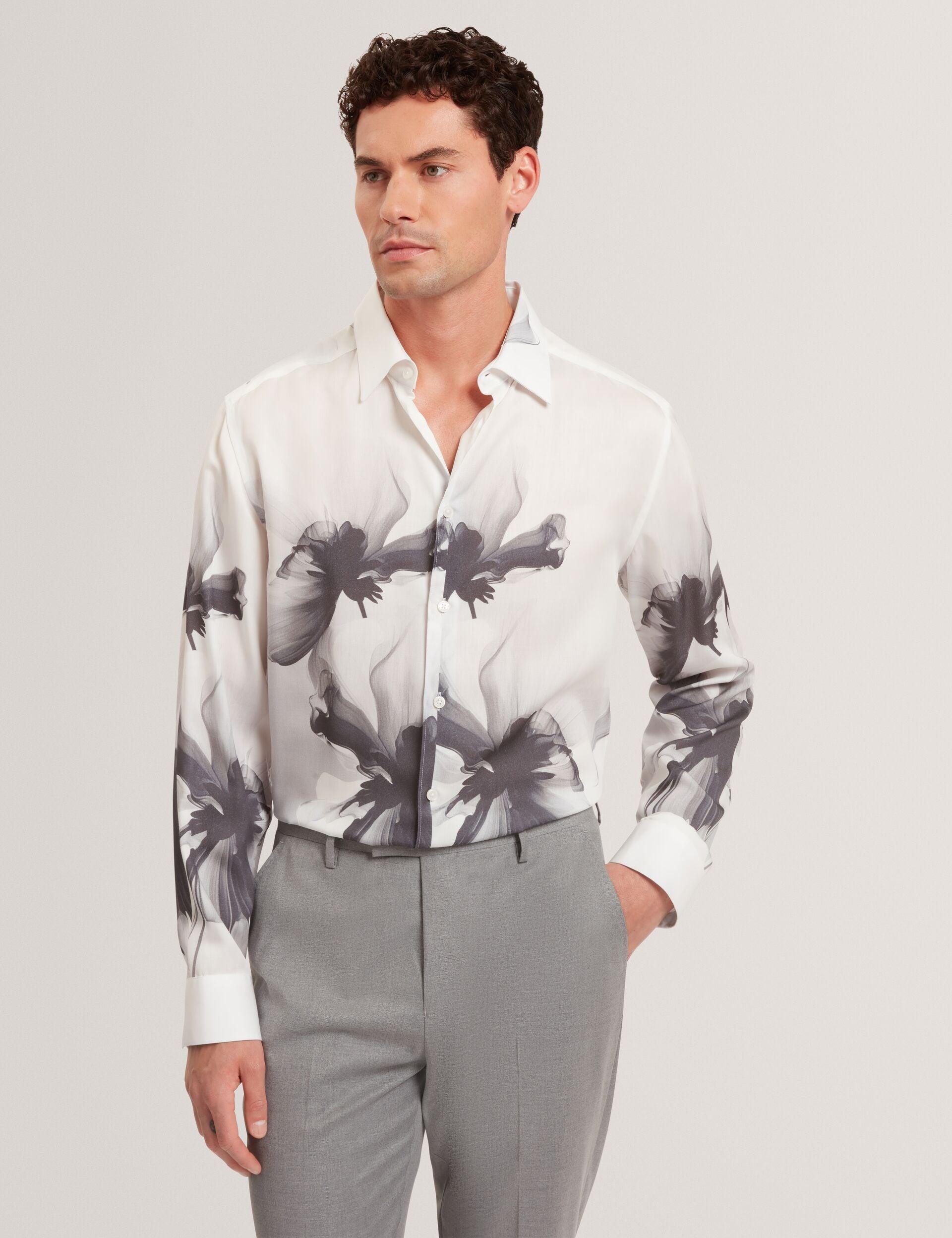 Monochrome Floral Long Sleeve Shirt by TED BAKER