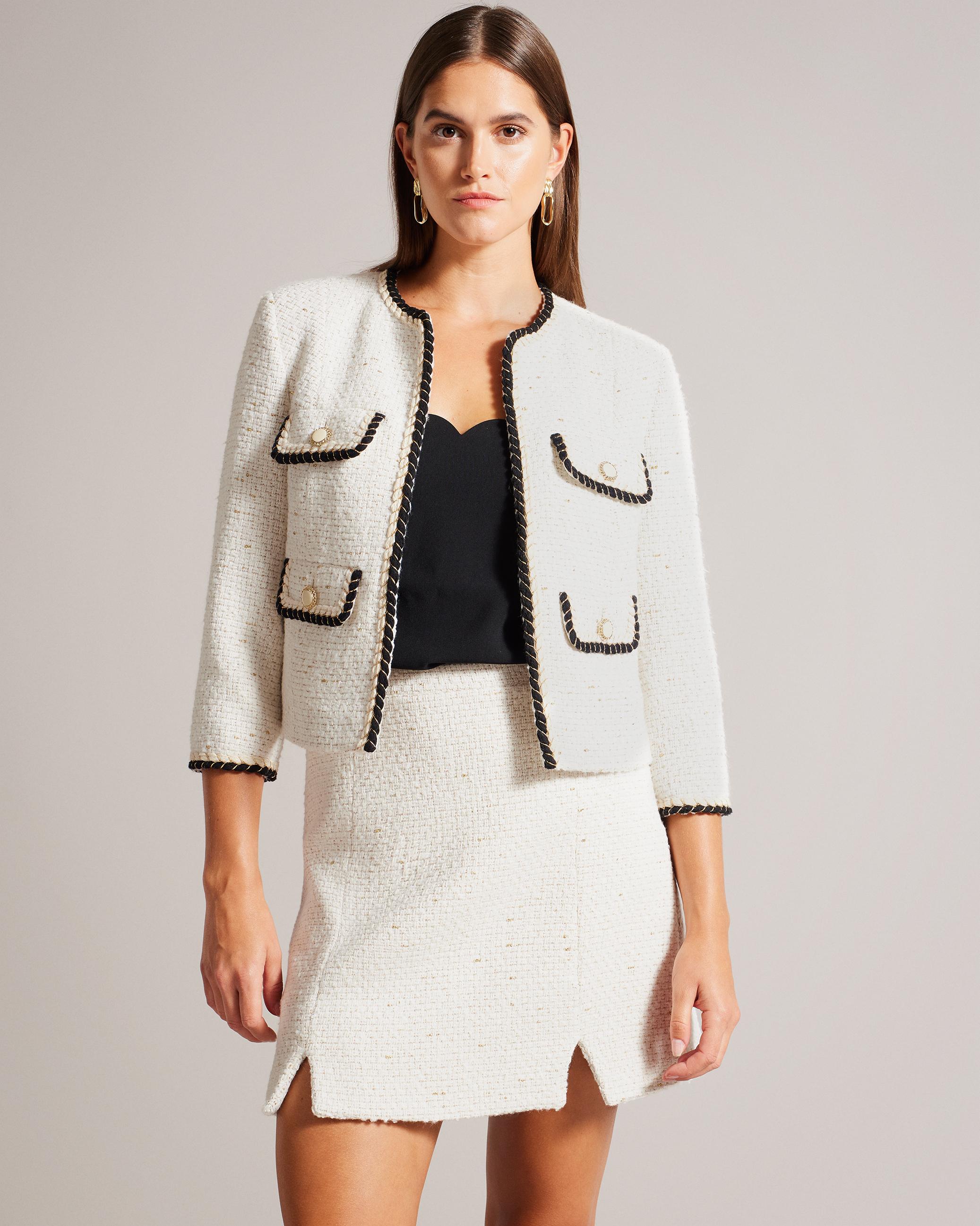 Open Front Boucle Jacket - LIOJ - Ivory by TED BAKER Open Front Boucle Jacket - LIOJ - Ivory by TED BAKER