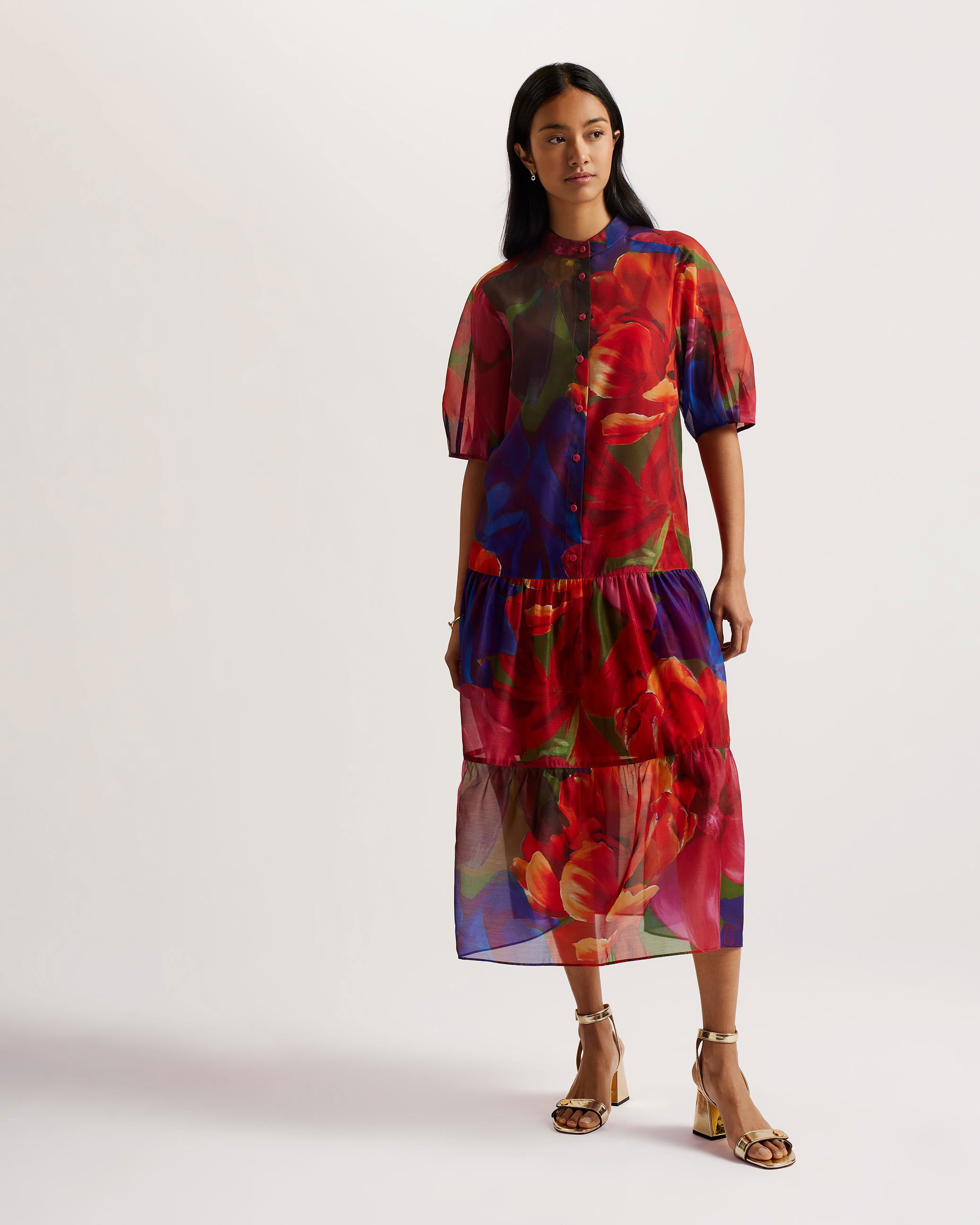 Oversized Floral Midi Shirt Dress - MIRU - Multicoloured by TED BAKER
