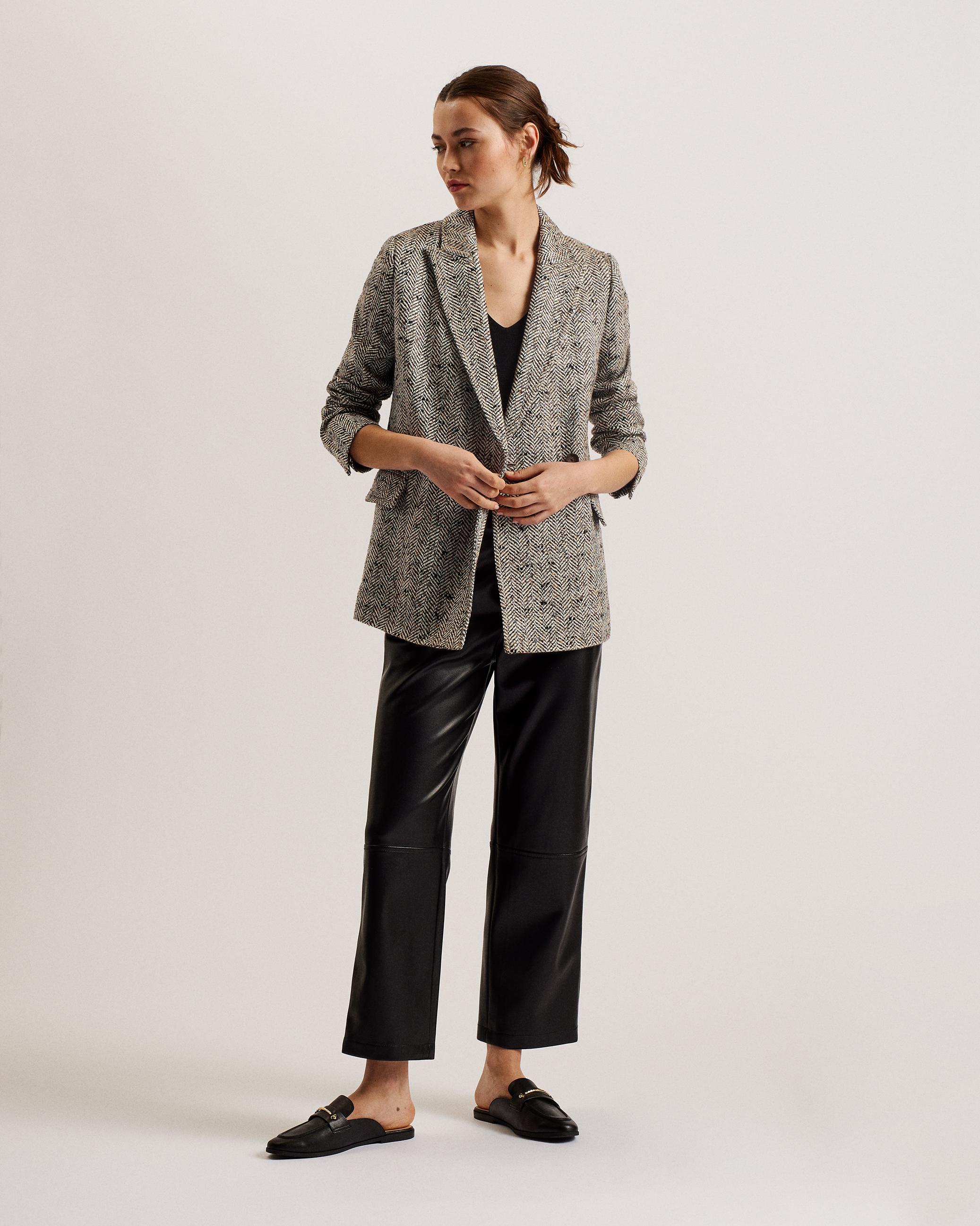 Oversized Herringbone Blazer Jacket - FELIOH - Natural by TED BAKER Oversized Herringbone Blazer Jacket - FELIOH - Natural by TED BAKER