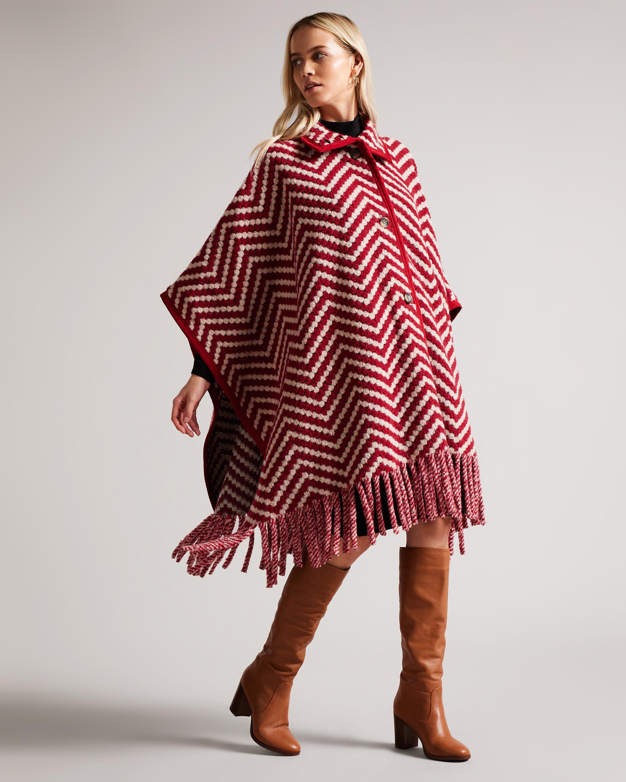Oversized Twill Scarf Cape Coat - JUNIO - Red by TED BAKER Oversized Twill Scarf Cape Coat - JUNIO - Red by TED BAKER