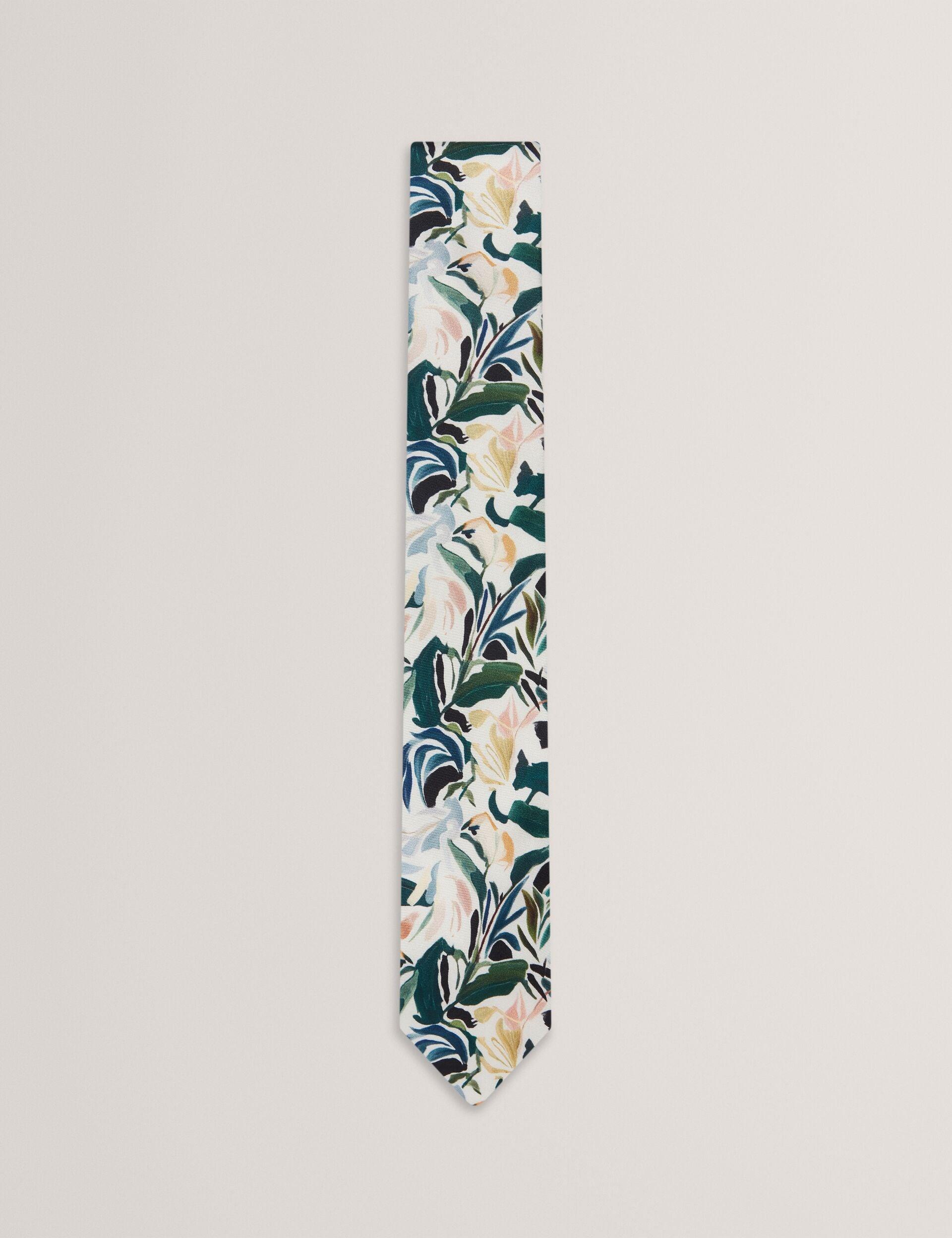 Painted Floral Print Silk Tie by TED BAKER