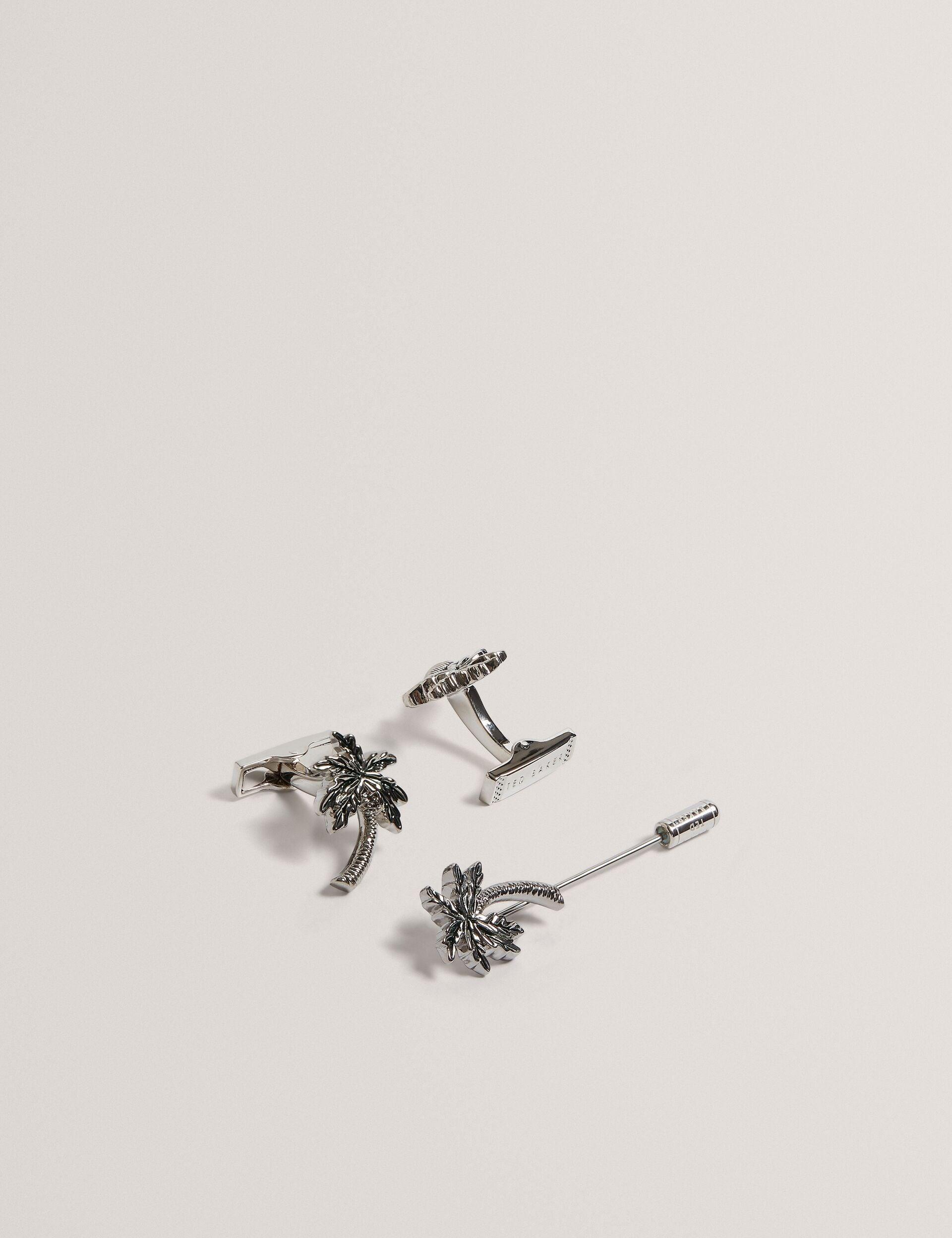 Palm Tree Cufflink Lapel Pin Set by TED BAKER