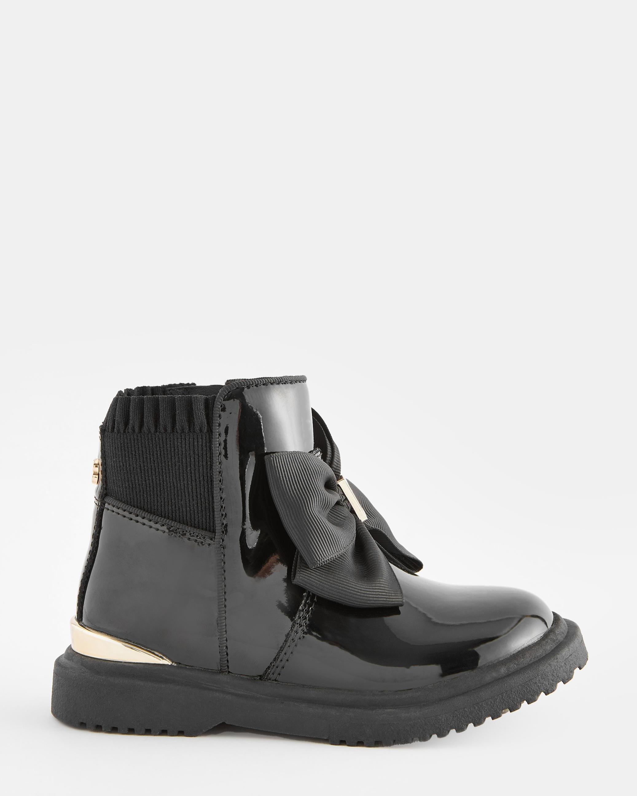 Patent Chelsea Boots With Bow - HAZELAN - Black by TED BAKER