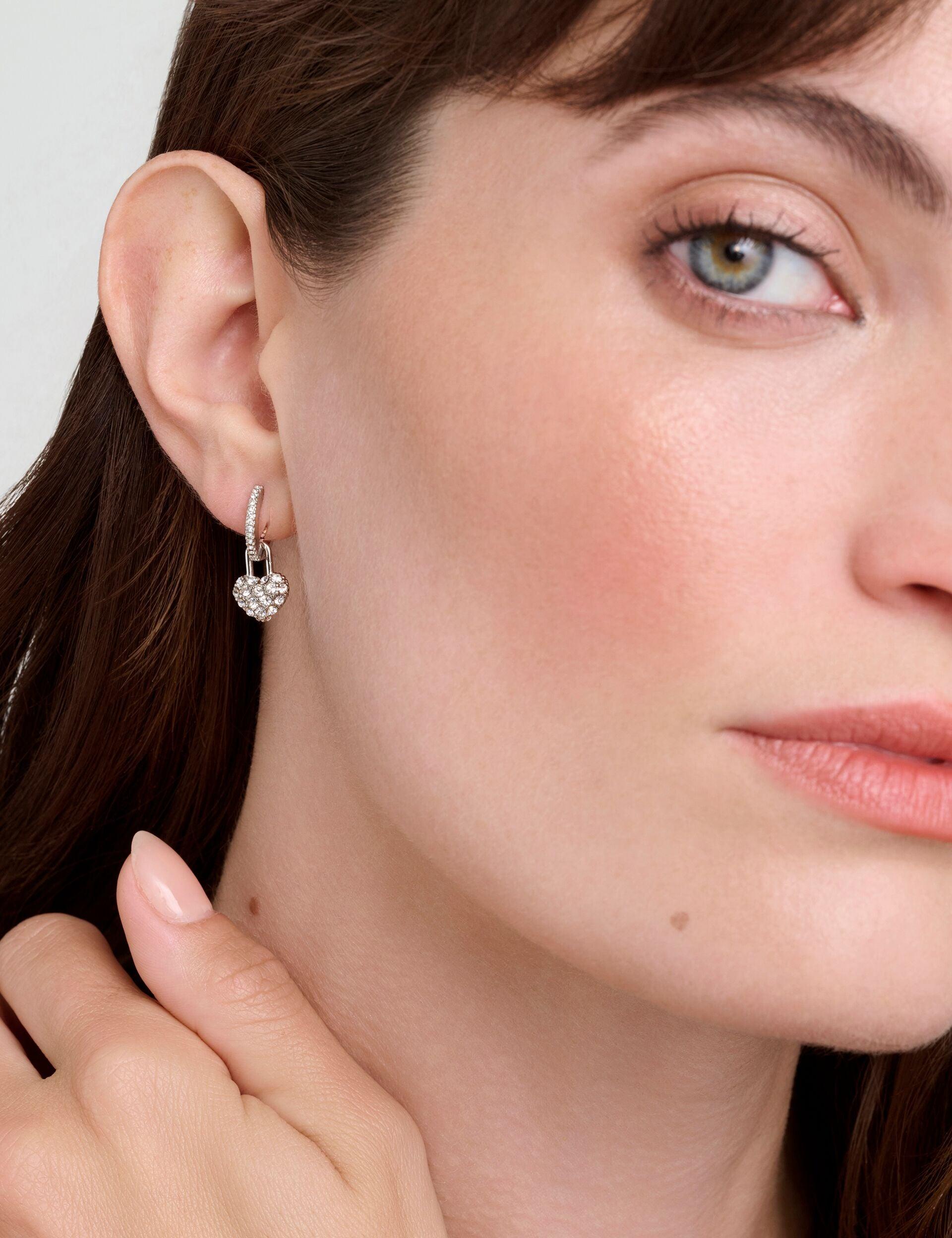 Pave Crystal Padlock Huggie Earrings by TED BAKER