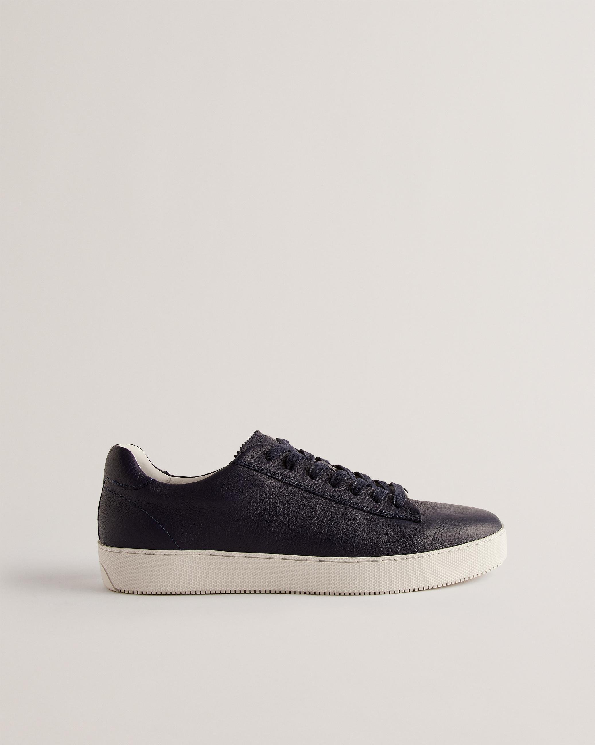 Pebbled Leather Low Top Trainers - WSTWOOD - Navy by TED BAKER