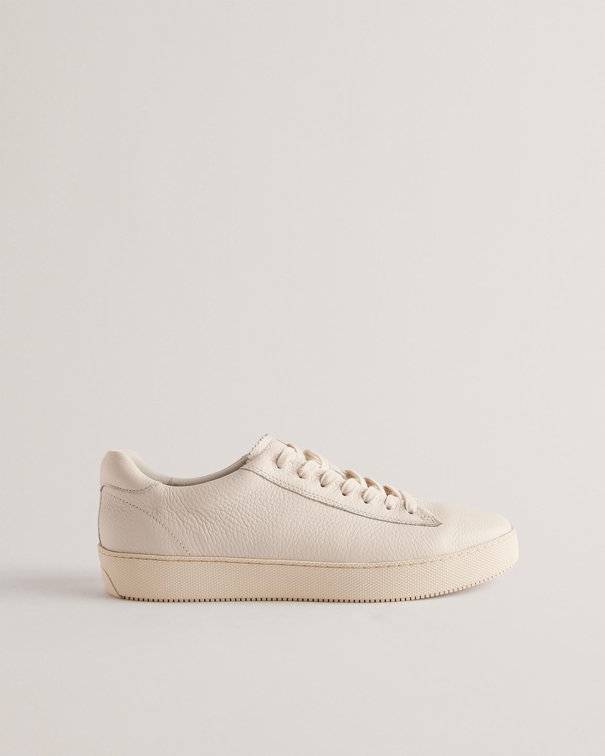Pebbled Leather Low Top Trainers - WSTWOOD - White by TED BAKER