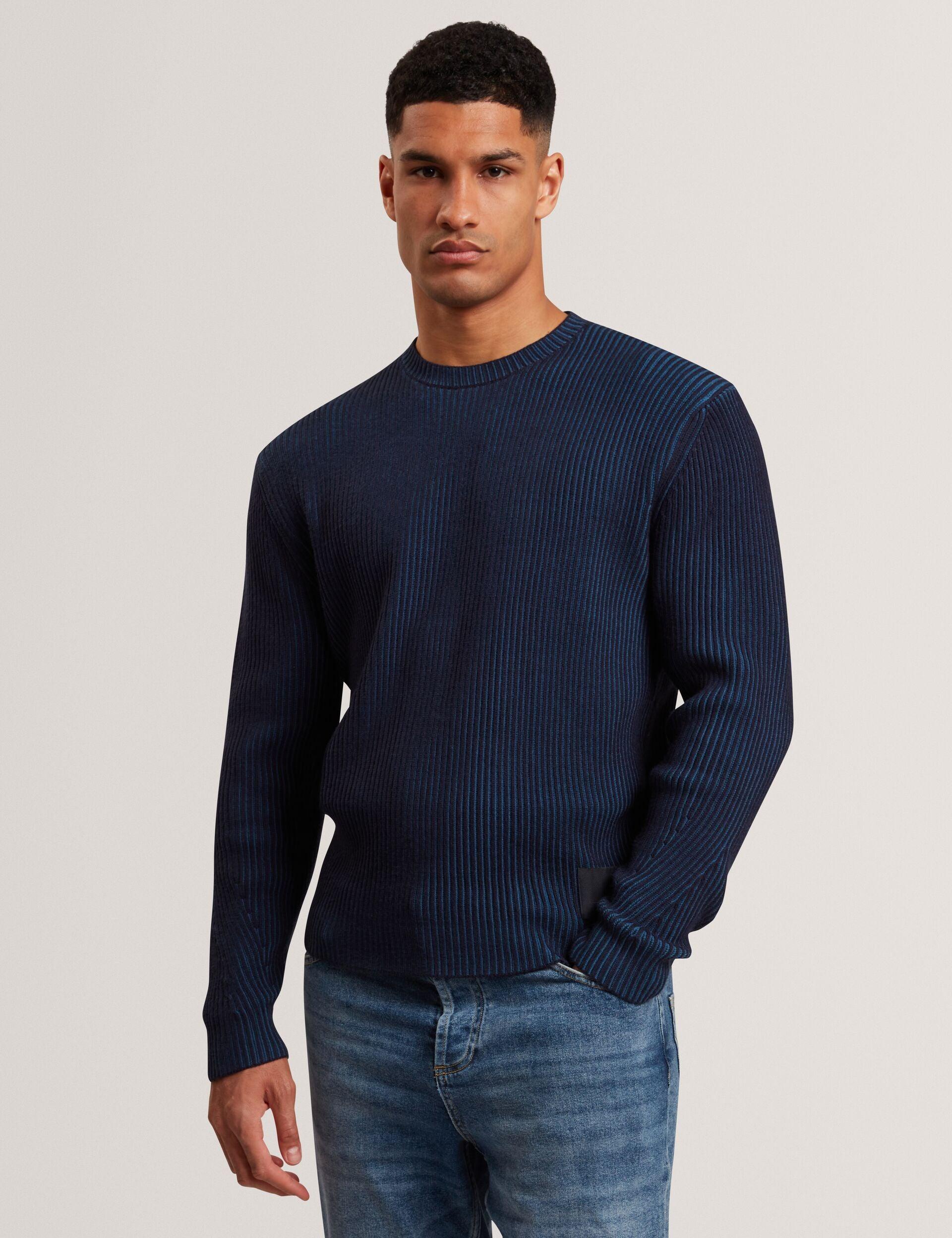 Plated Rib Knit Crew Neck Sweater by TED BAKER