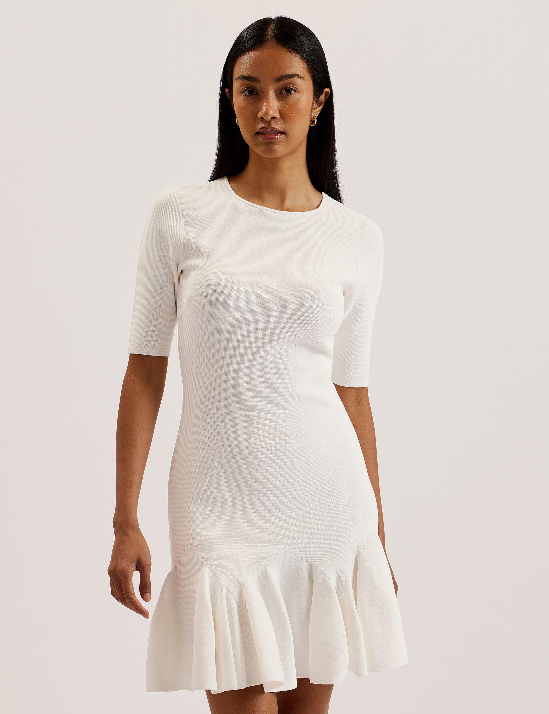 Pleated Hem Knitted Bodycon Mini Dress by TED BAKER