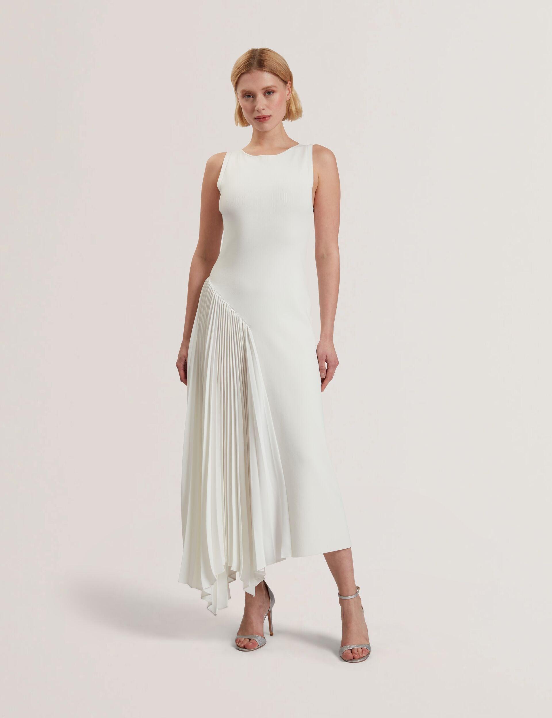Pleated Panel Sleeveless Knitted Midi Dress by TED BAKER