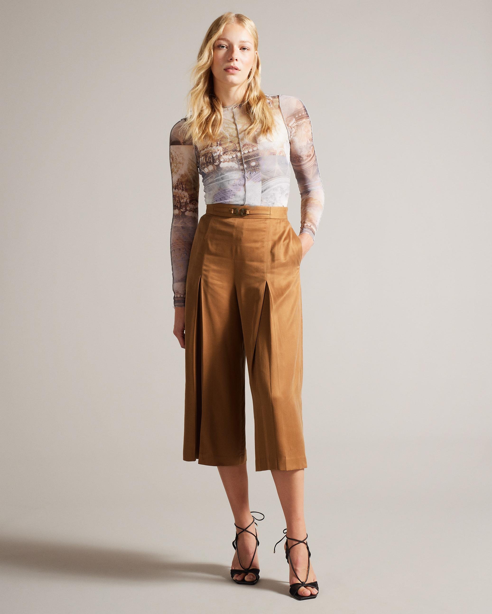 Pleated Tailored Culottes - HEIDIA - Camel by TED BAKER