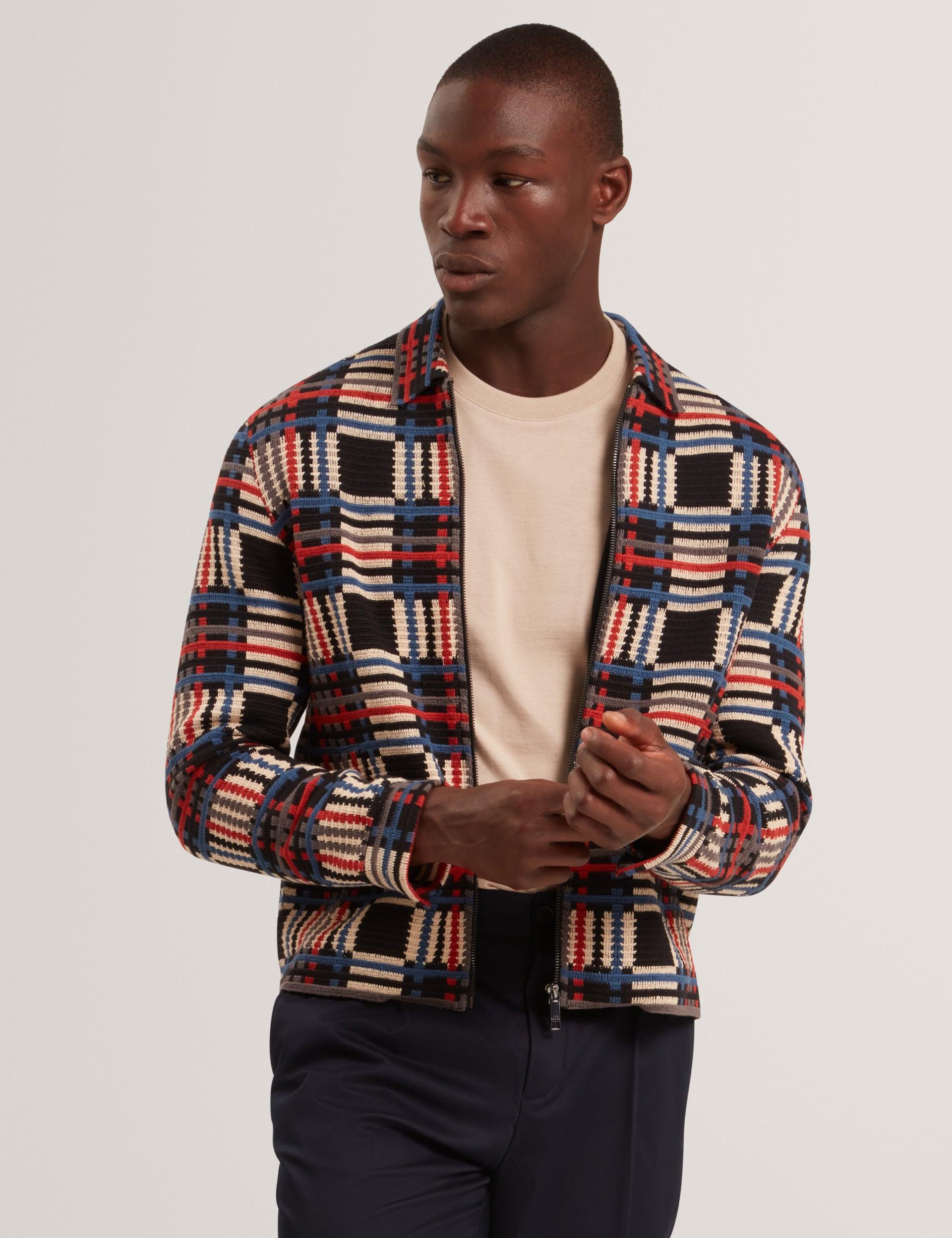 Pure Cotton Patchwork Knit Zip Jacket by TED BAKER