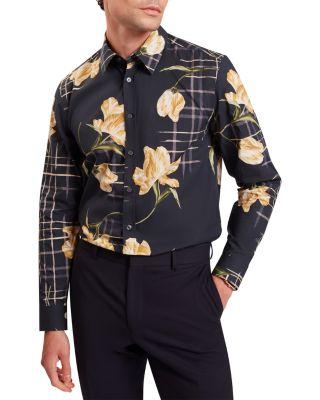 Quorik Printed Long Sleeve Button Front Shirt by TED BAKER