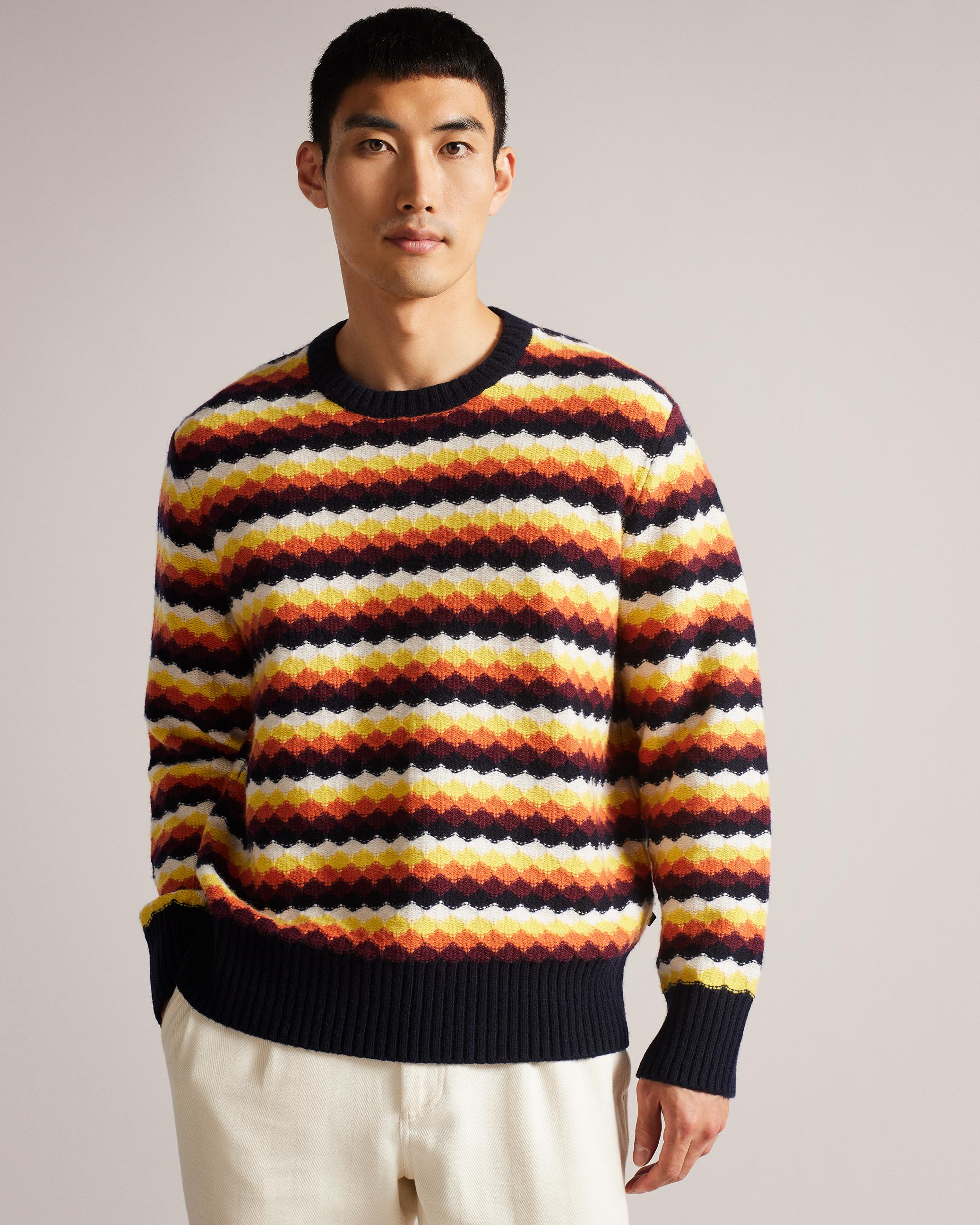 Relaxed Fit Diamond Stitch Jumper - HARRIER - Medium Yellow by TED BAKER Relaxed Fit Diamond Stitch Jumper - HARRIER - Medium Yellow by TED BAKER