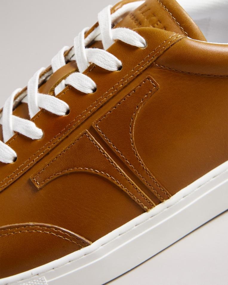 Retro Leather Trainers - ROBERTT - Tan by TED BAKER