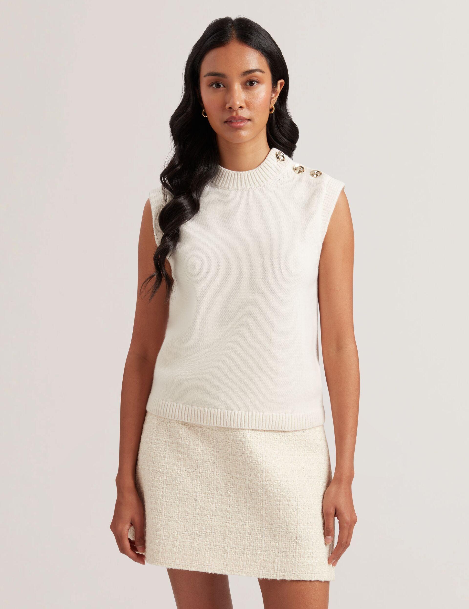 Rose Button Wool Knit Tank Top by TED BAKER