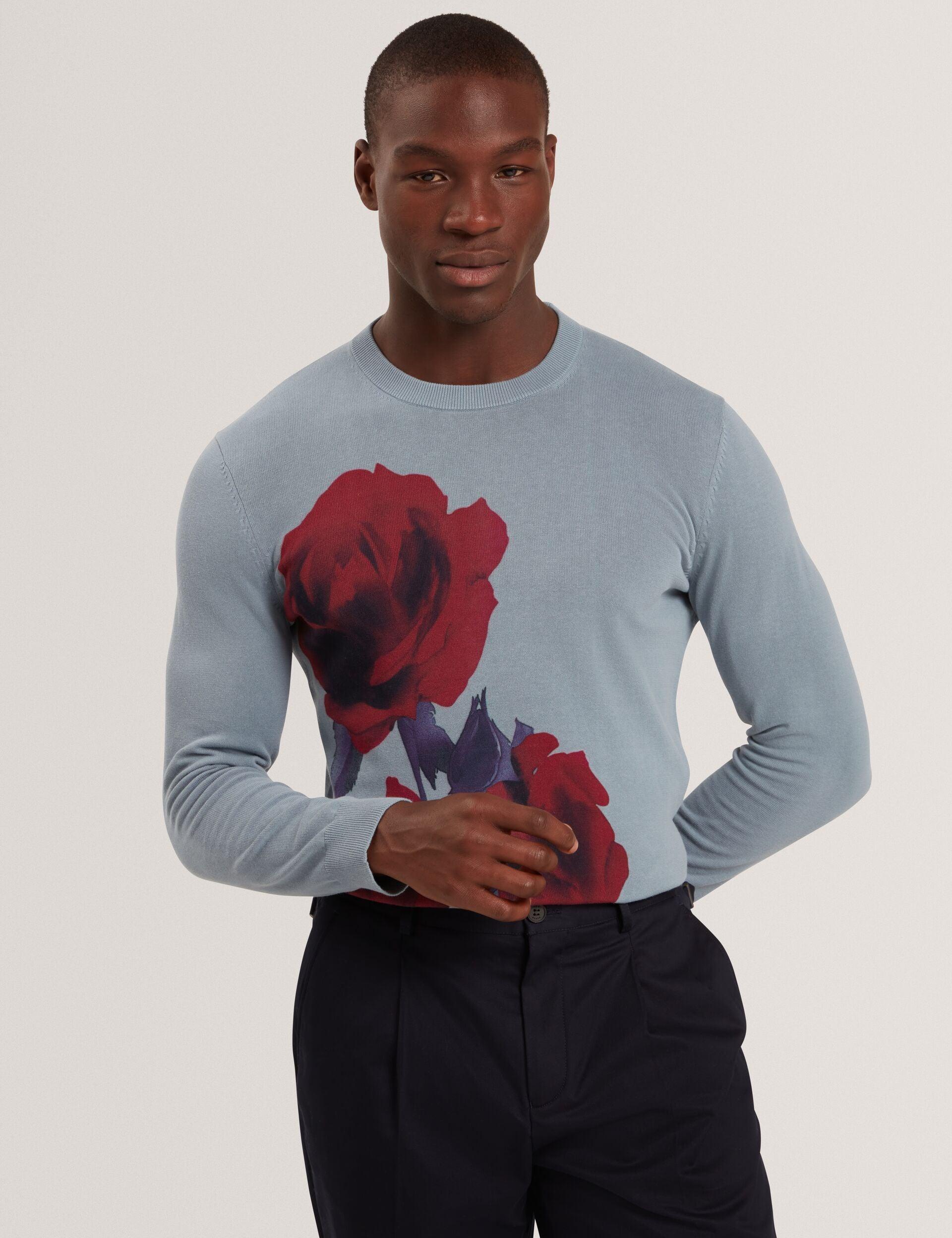 Rose Graphic Fine Knit Crew Neck Jumper by TED BAKER Rose Graphic Fine Knit Crew Neck Jumper by TED BAKER