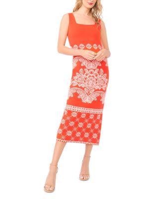 Sasha Sleeveless Square Neck Jacquard Midi Dress by TED BAKER
