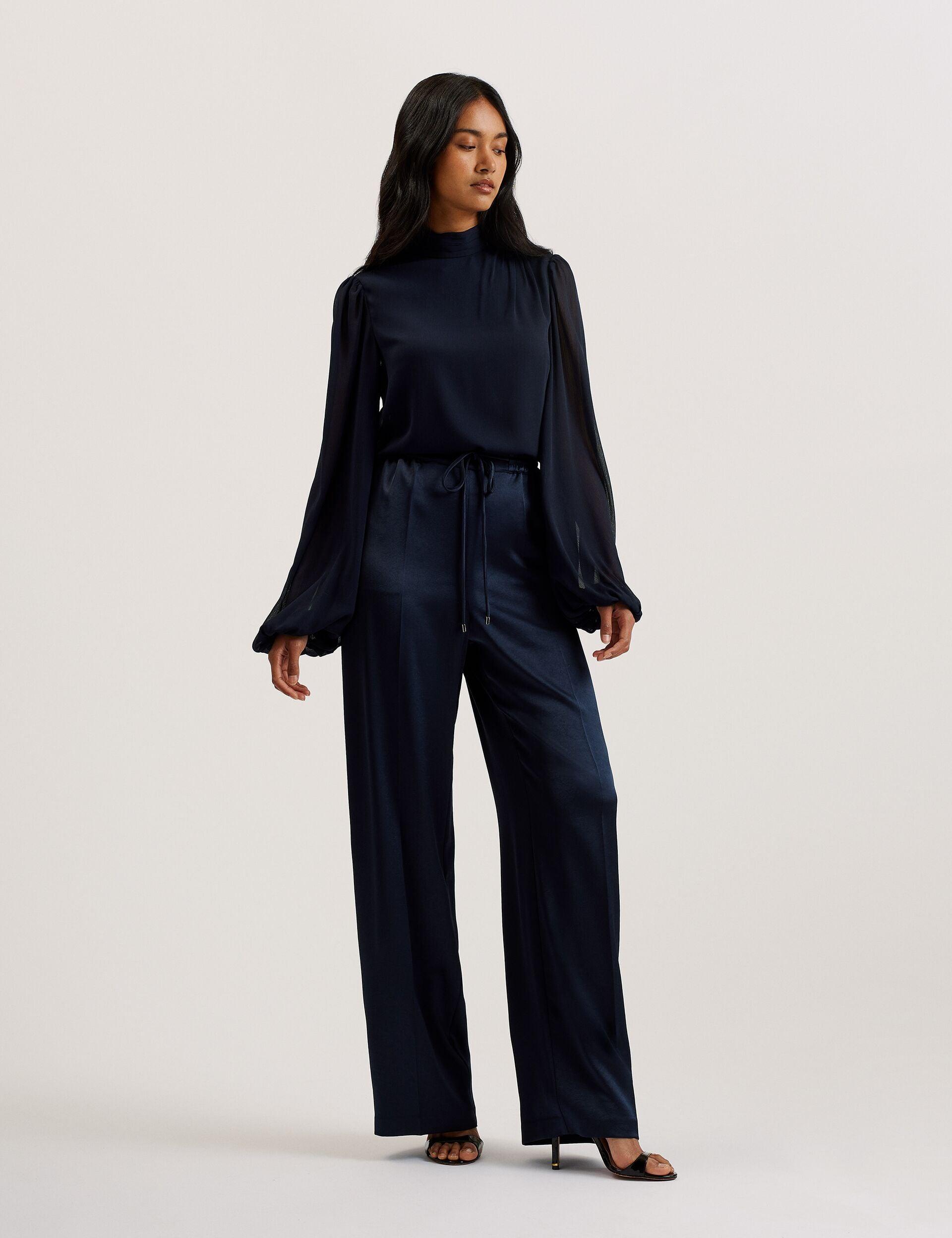Satin Wide Leg Drawstring Joggers by TED BAKER