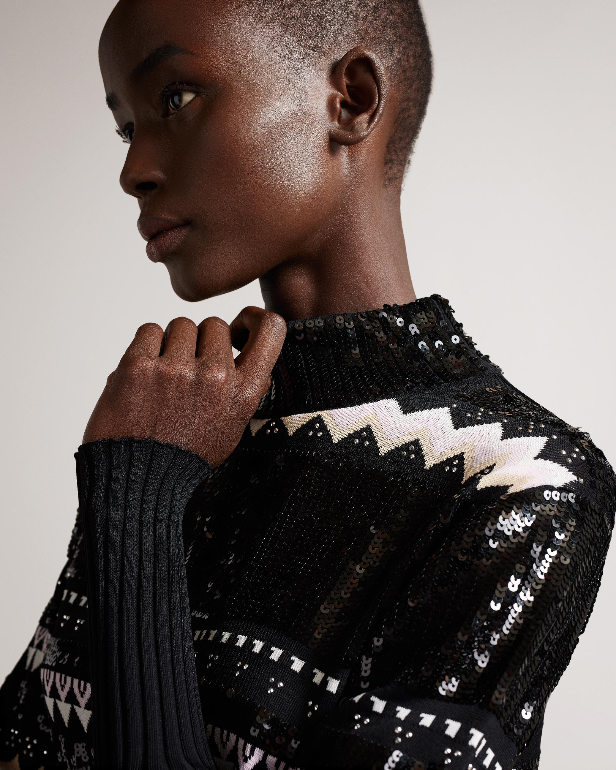 Sequined Fair Isle Jumper - LIMARA - Black by TED BAKER Sequined Fair Isle Jumper - LIMARA - Black by TED BAKER