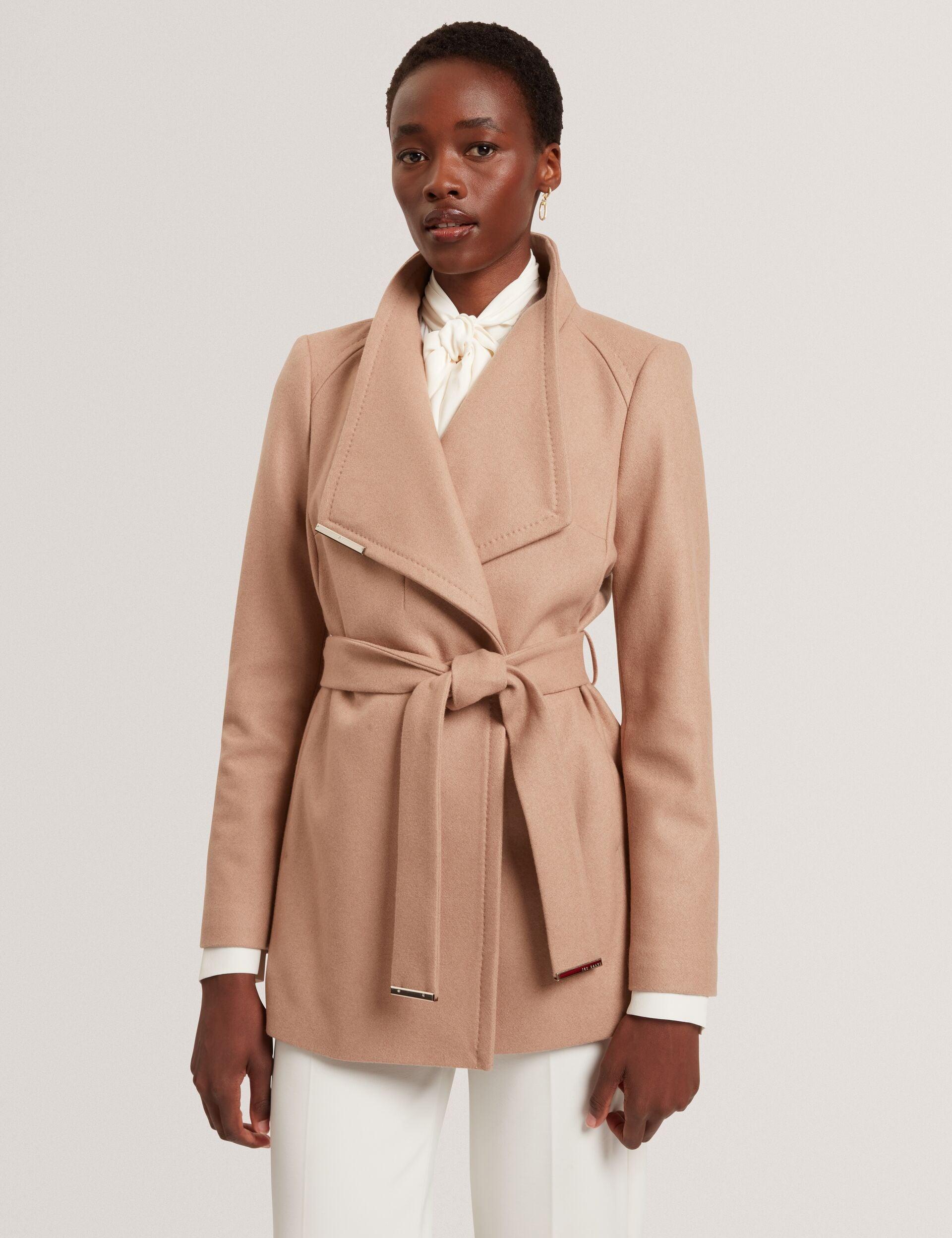 Short Belted Wool Wrap Coat by TED BAKER