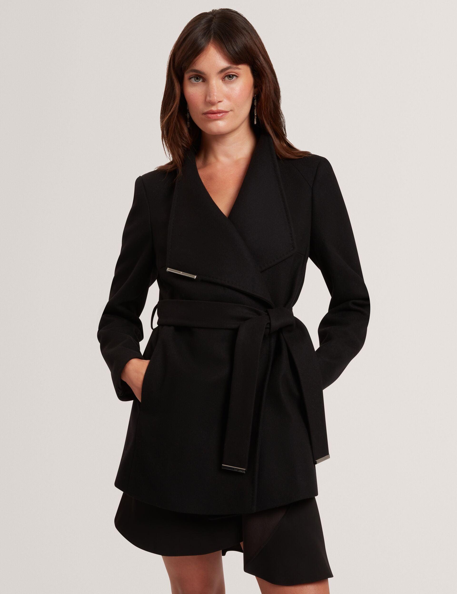 Short Belted Wool Wrap Coat by TED BAKER