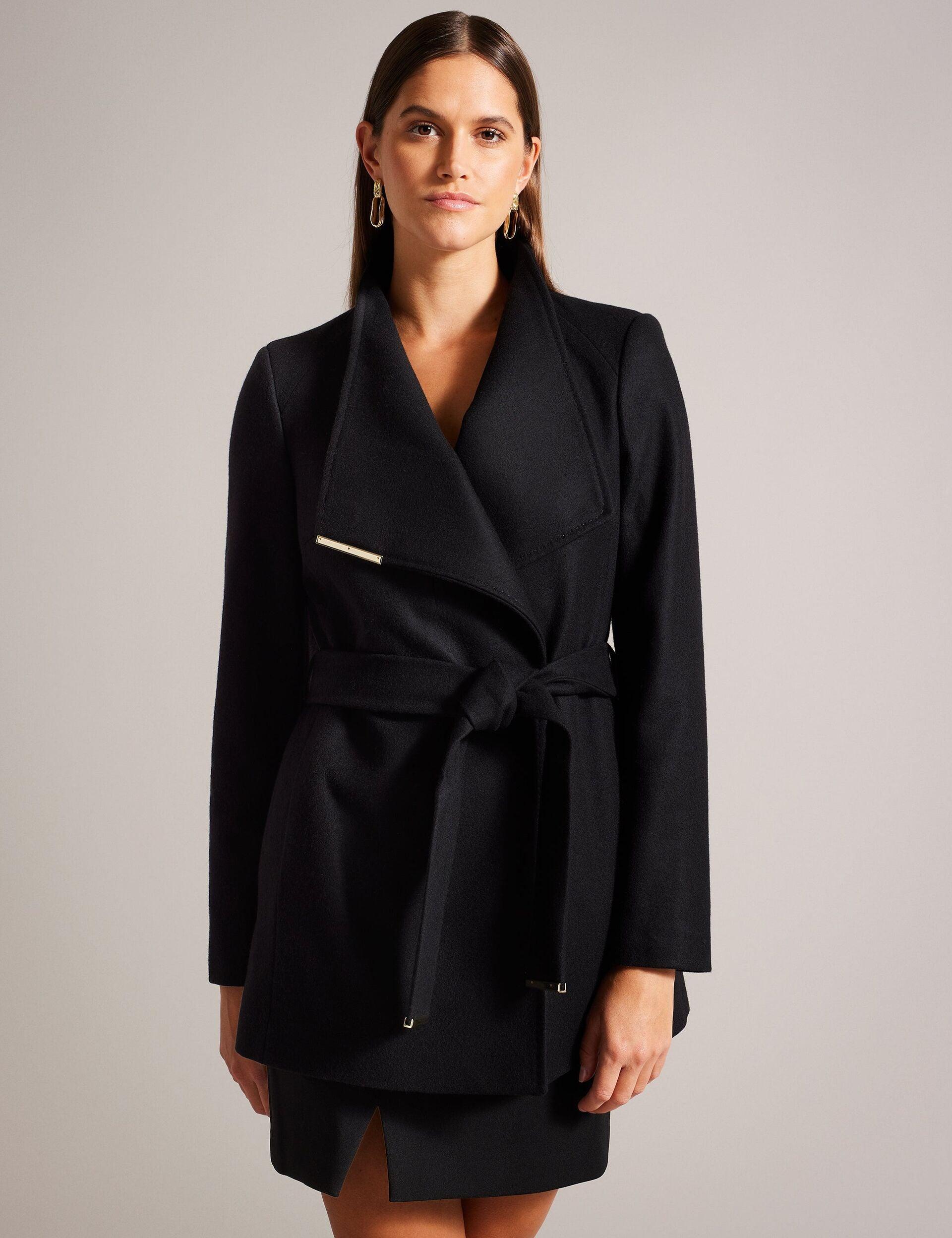 Short Belted Wool Wrap Coat by TED BAKER