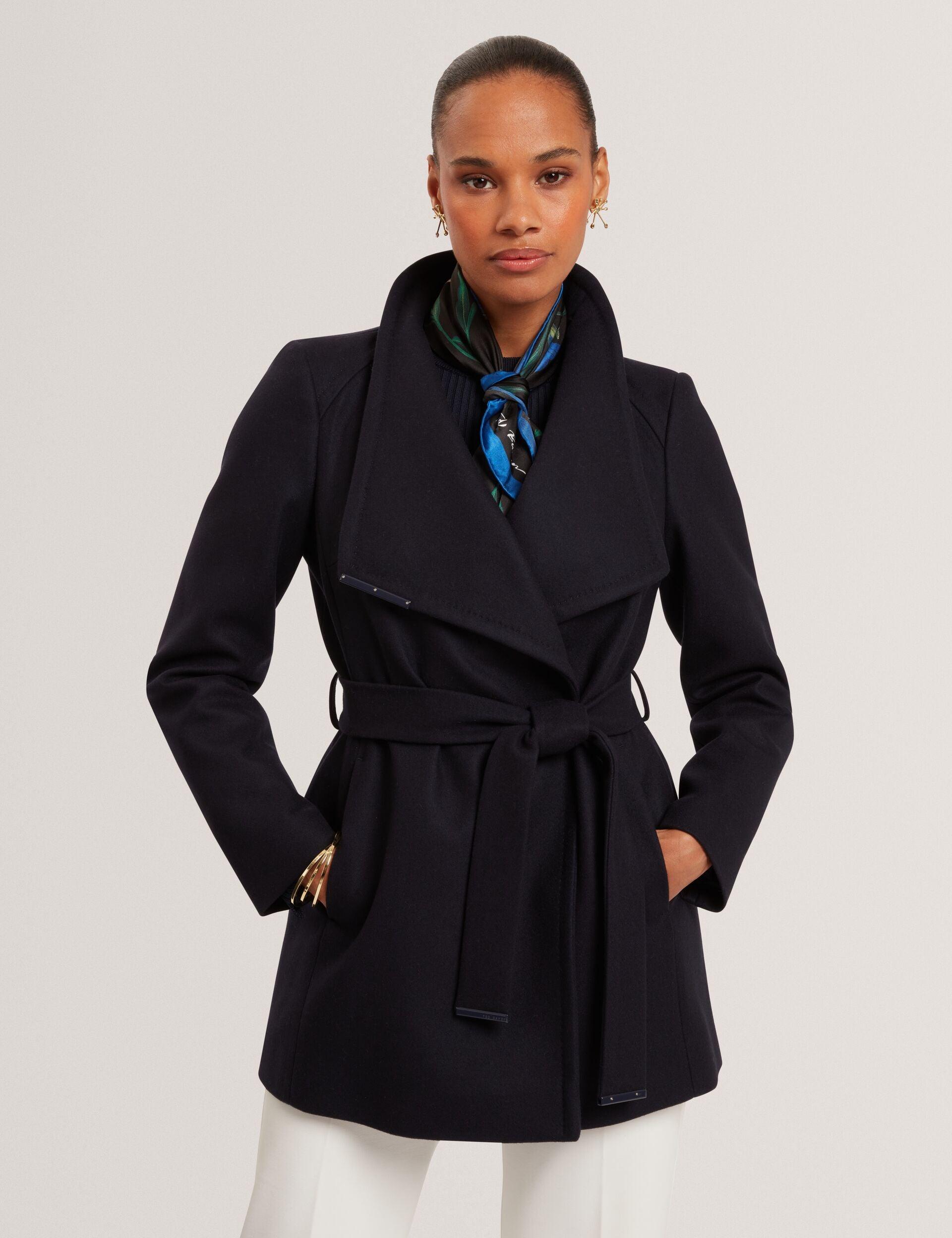 Short Belted Wool Wrap Coat by TED BAKER