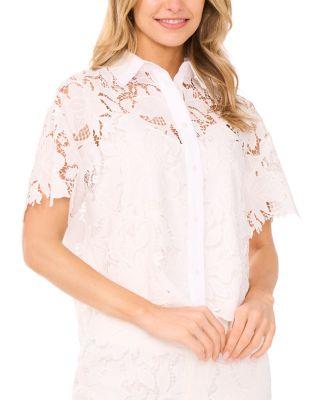 Short Sleeve All Over Lace Blouse by TED BAKER