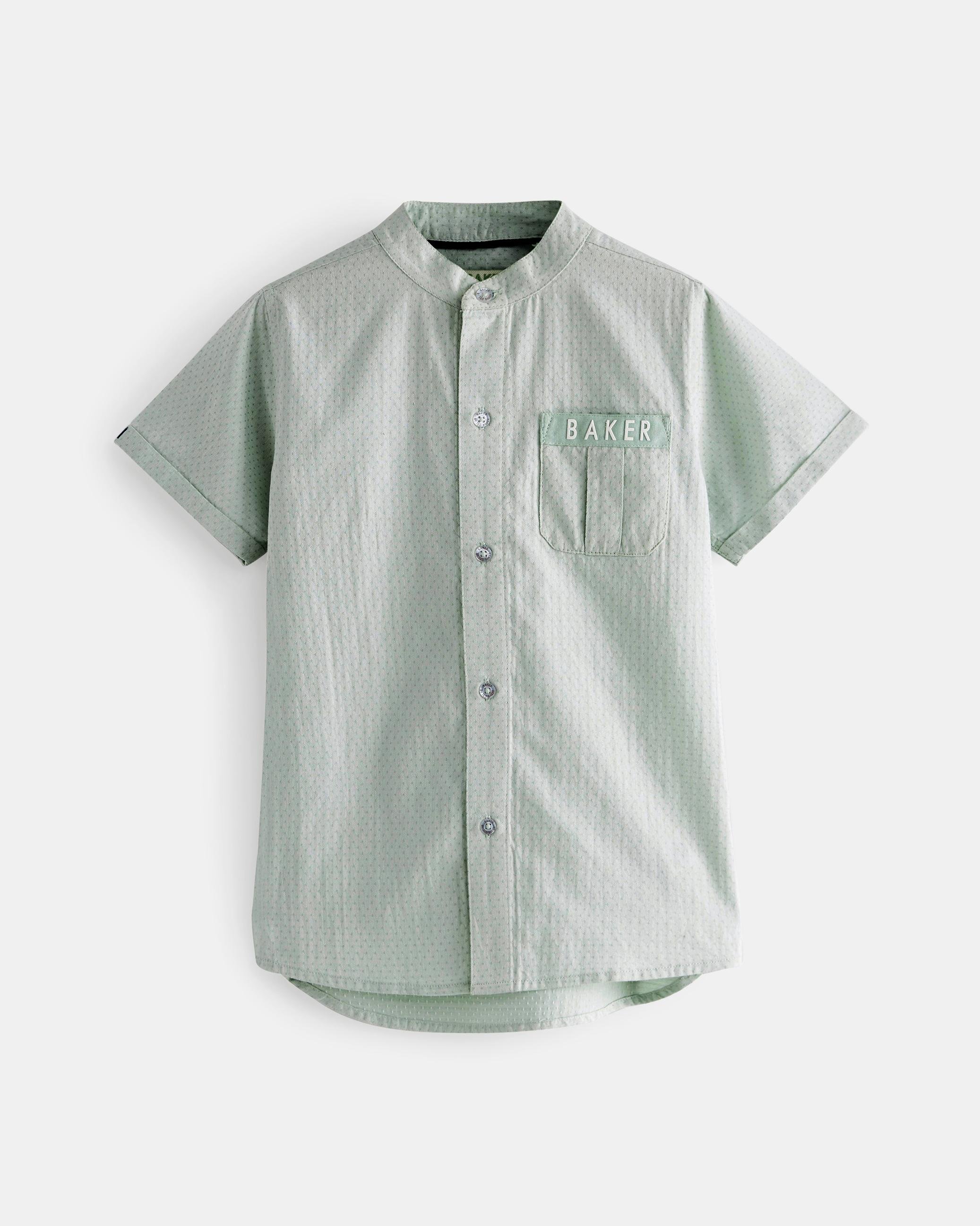 Short Sleeve Grandad Collar Shirt - COSTICA - Green by TED BAKER