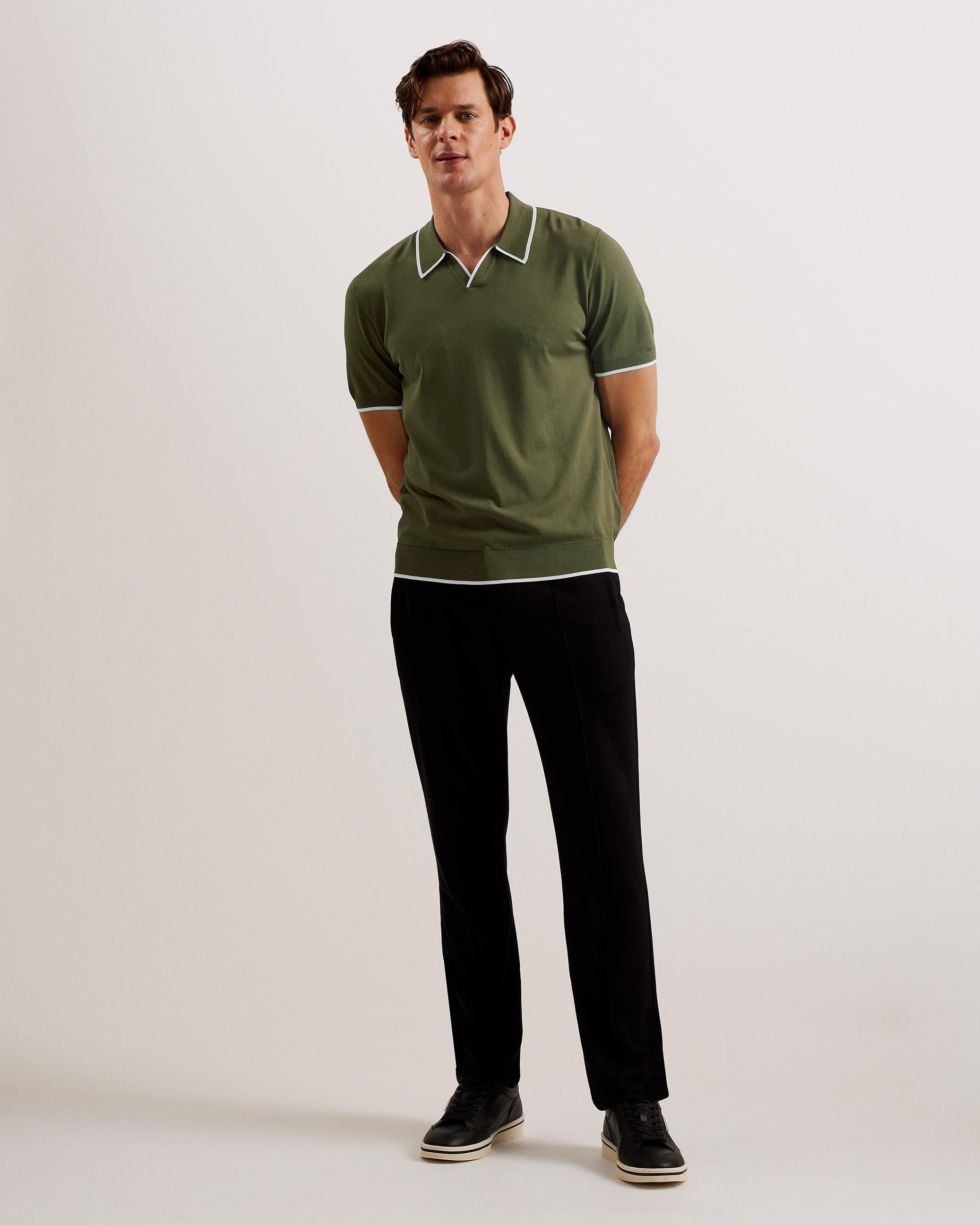 Short Sleeve Rayon Polo Shirt - STORTFO - Olive by TED BAKER