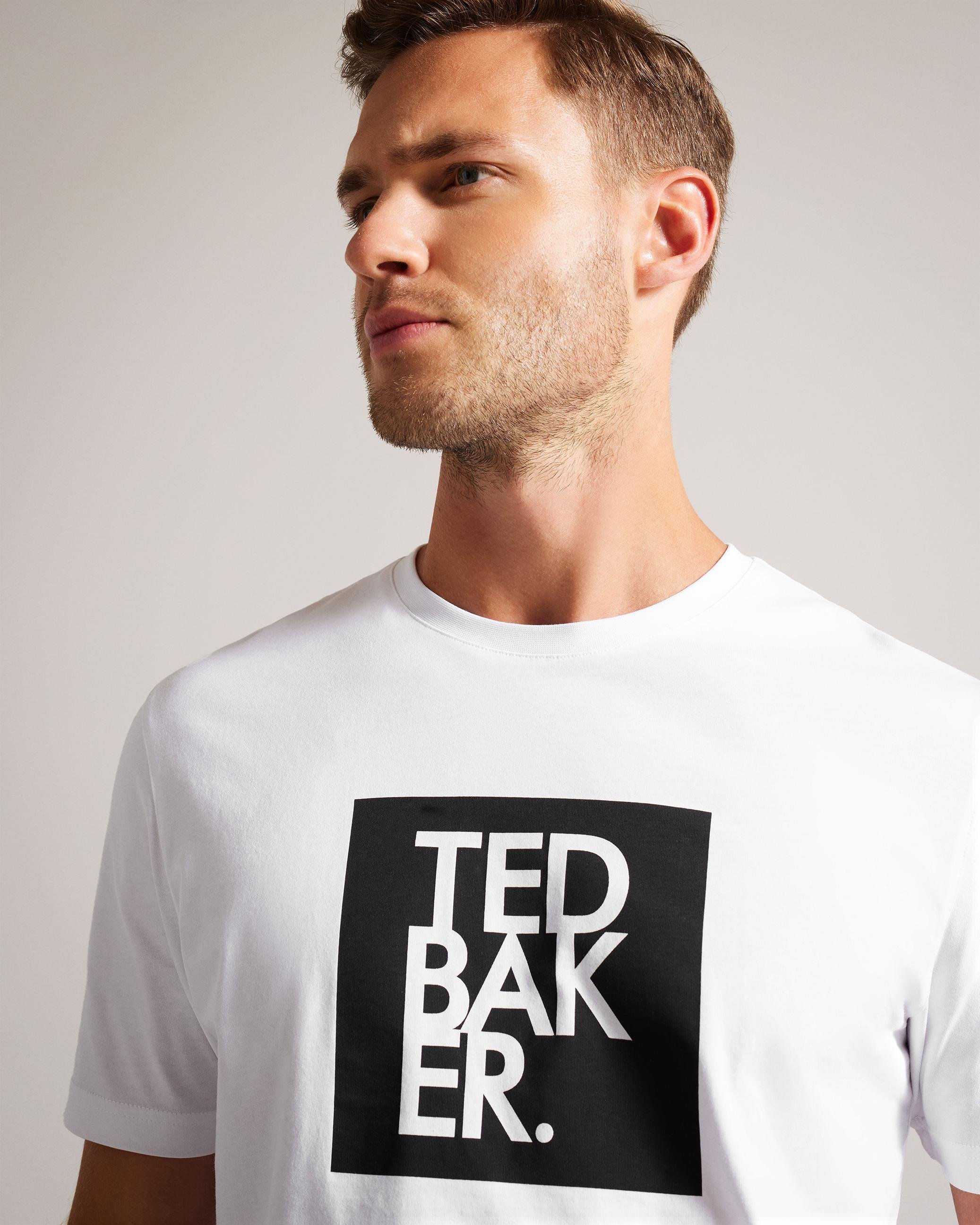 Short Sleeve Square Logo Graphic T-Shirt - ROFATA - White by TED BAKER