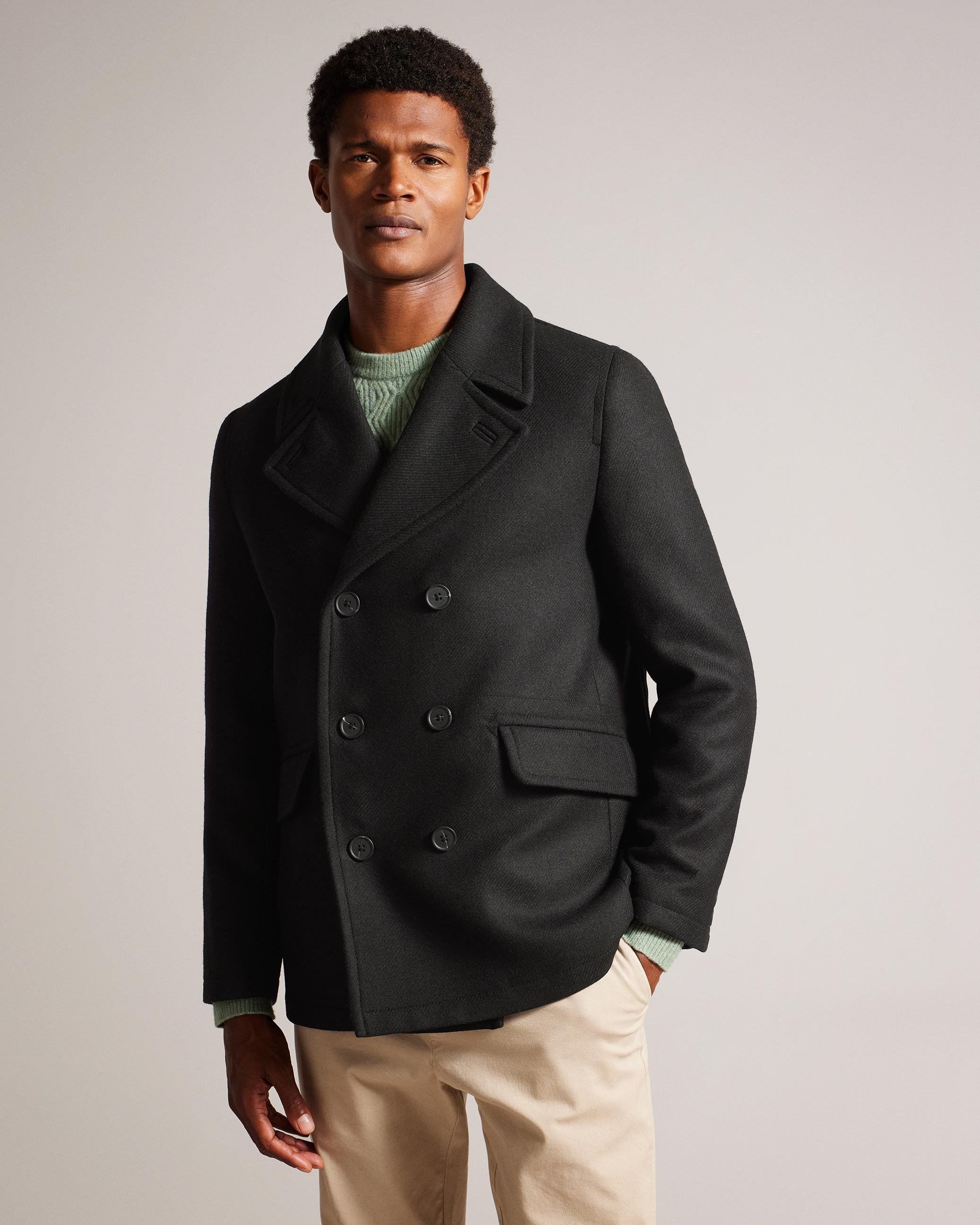 Short Wool Peacoat - CHARCO - Black by TED BAKER