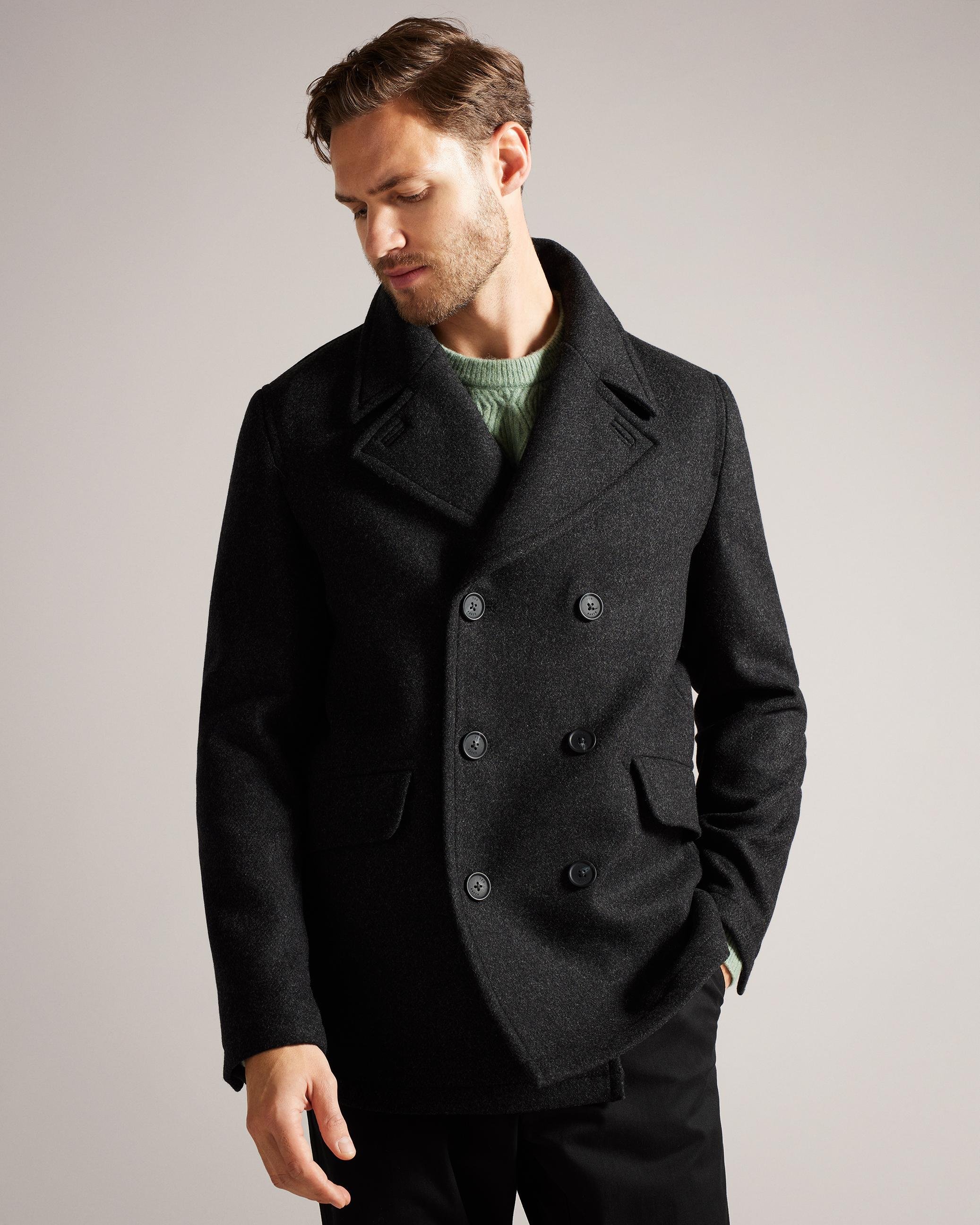 Short Wool Peacoat - CHARCO - Grey by TED BAKER