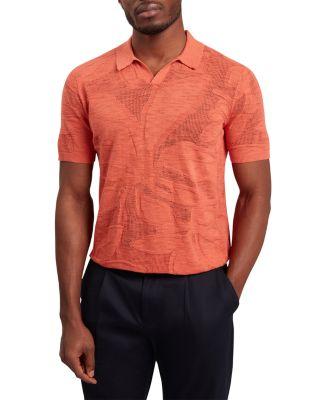 Sidraha Short Sleeve Open Neck Floral Jacquard Polo by TED BAKER