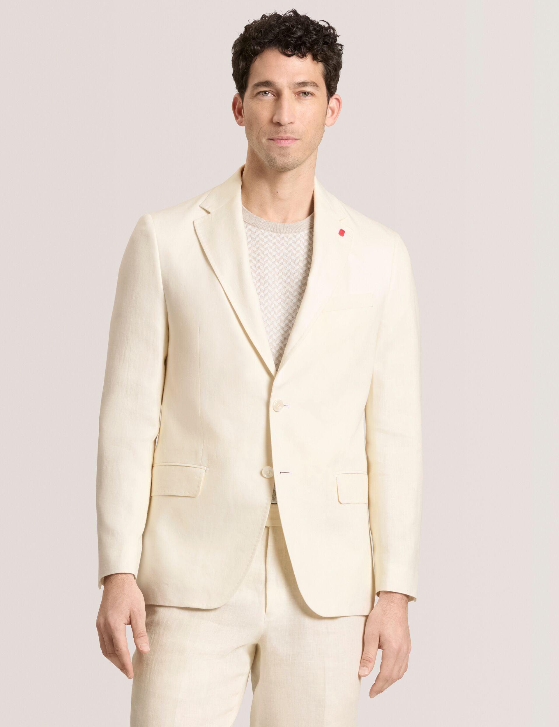 Single Breasted Two Button Notch Flat Front Linen Suit Jacket by TED BAKER