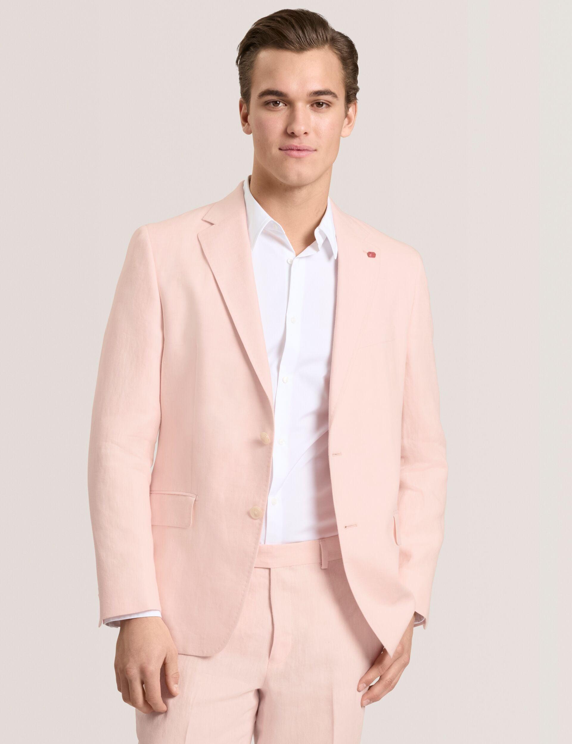 Single Breasted Two Button Notch Flat Front Linen Suit Jacket by TED BAKER