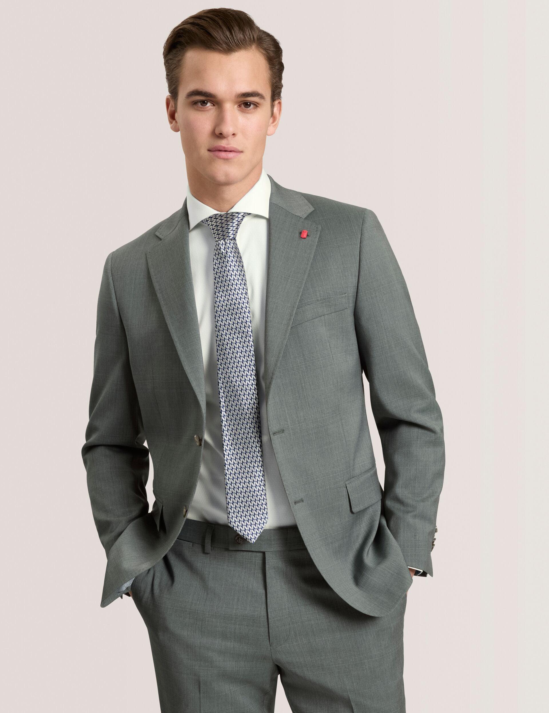Single Breasted Two Button Notch Flat Front Plaid Jacket by TED BAKER